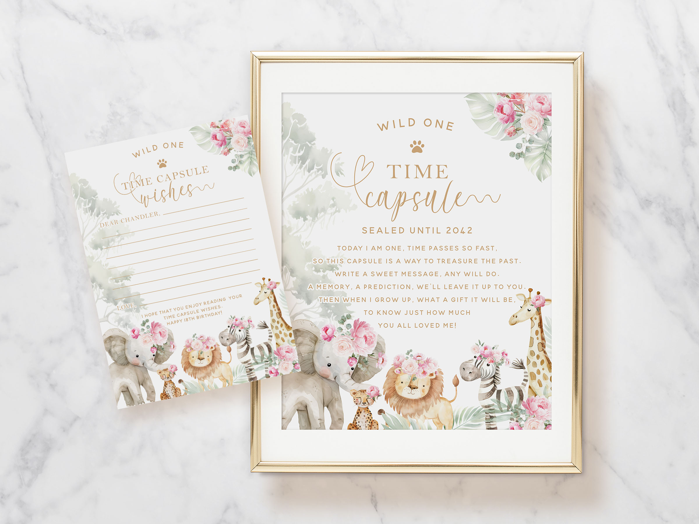 Wild One Time Capsule Sign & Card- Pink design preview