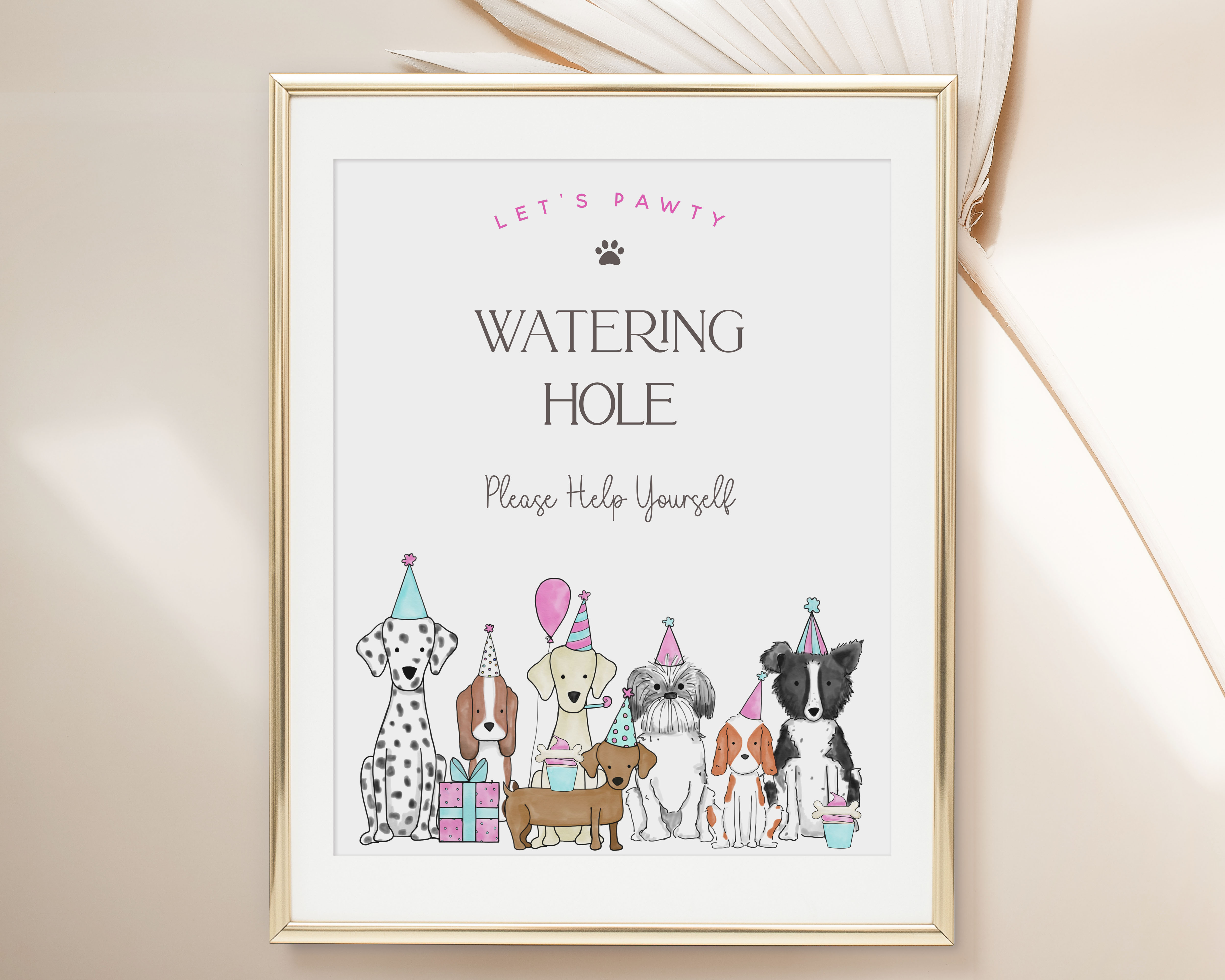 Let's Pawty- Watering Hole Sign- Pink design preview
