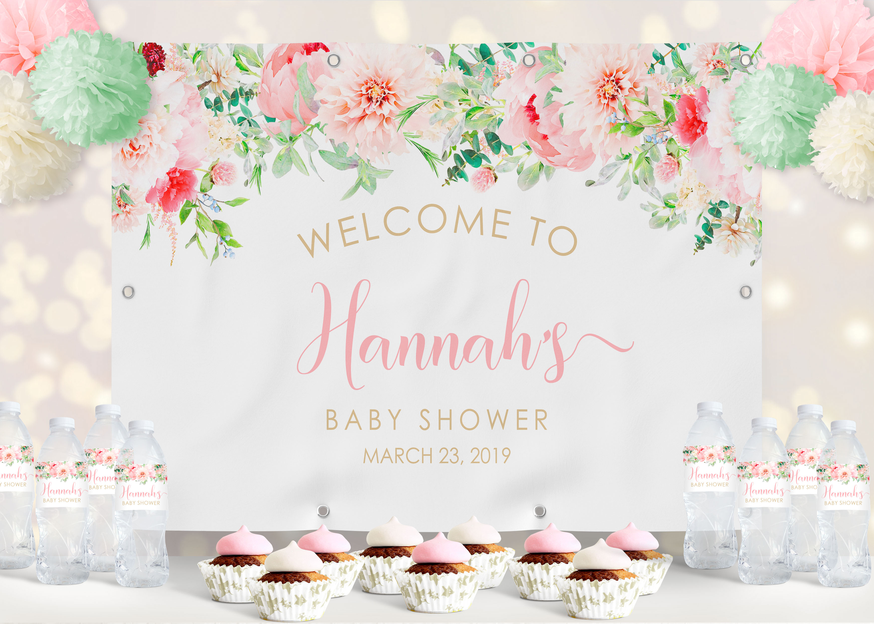 Pink Floral Backdrop design preview