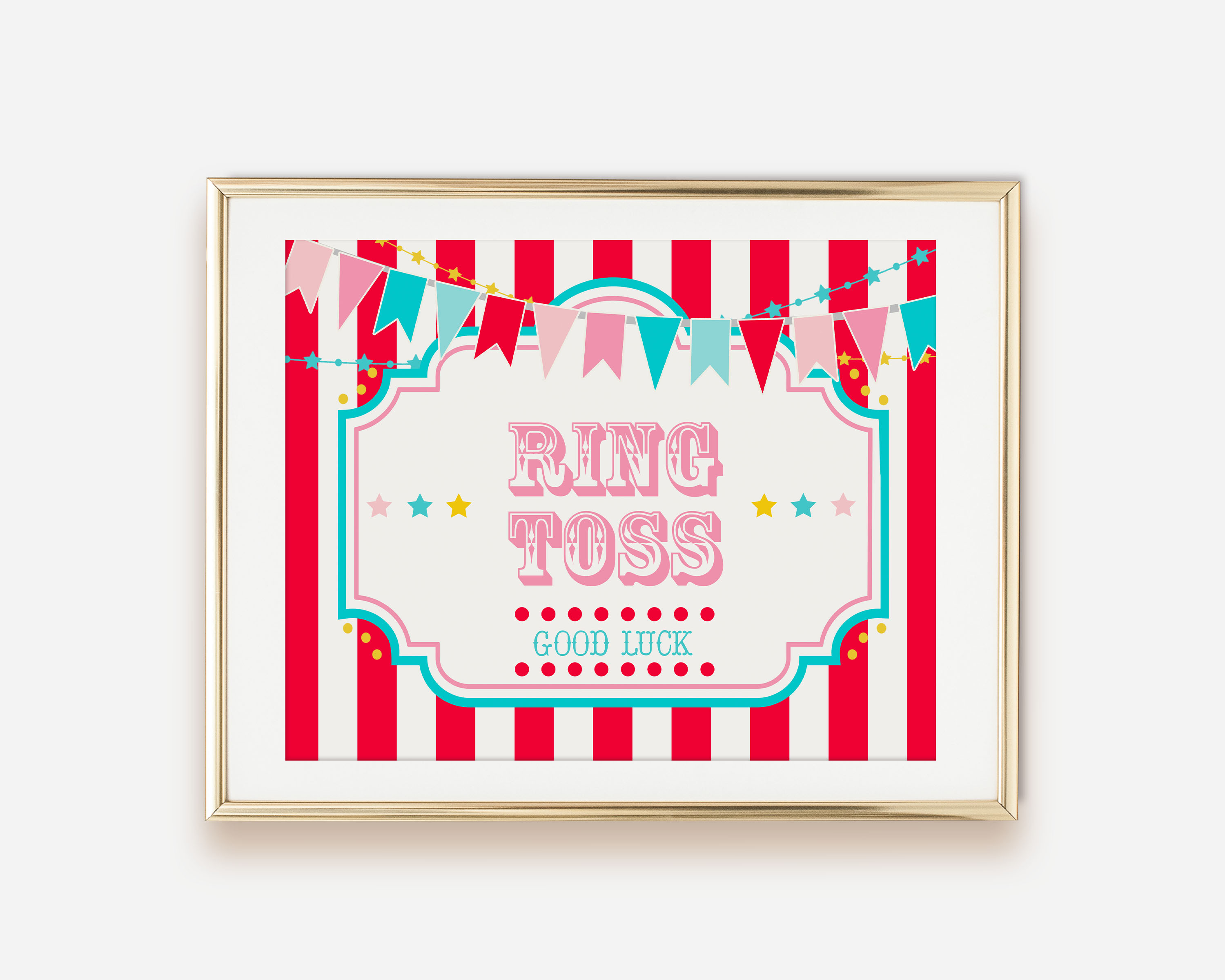 Red & Pink Circus Game Signs- Red Stripe design preview