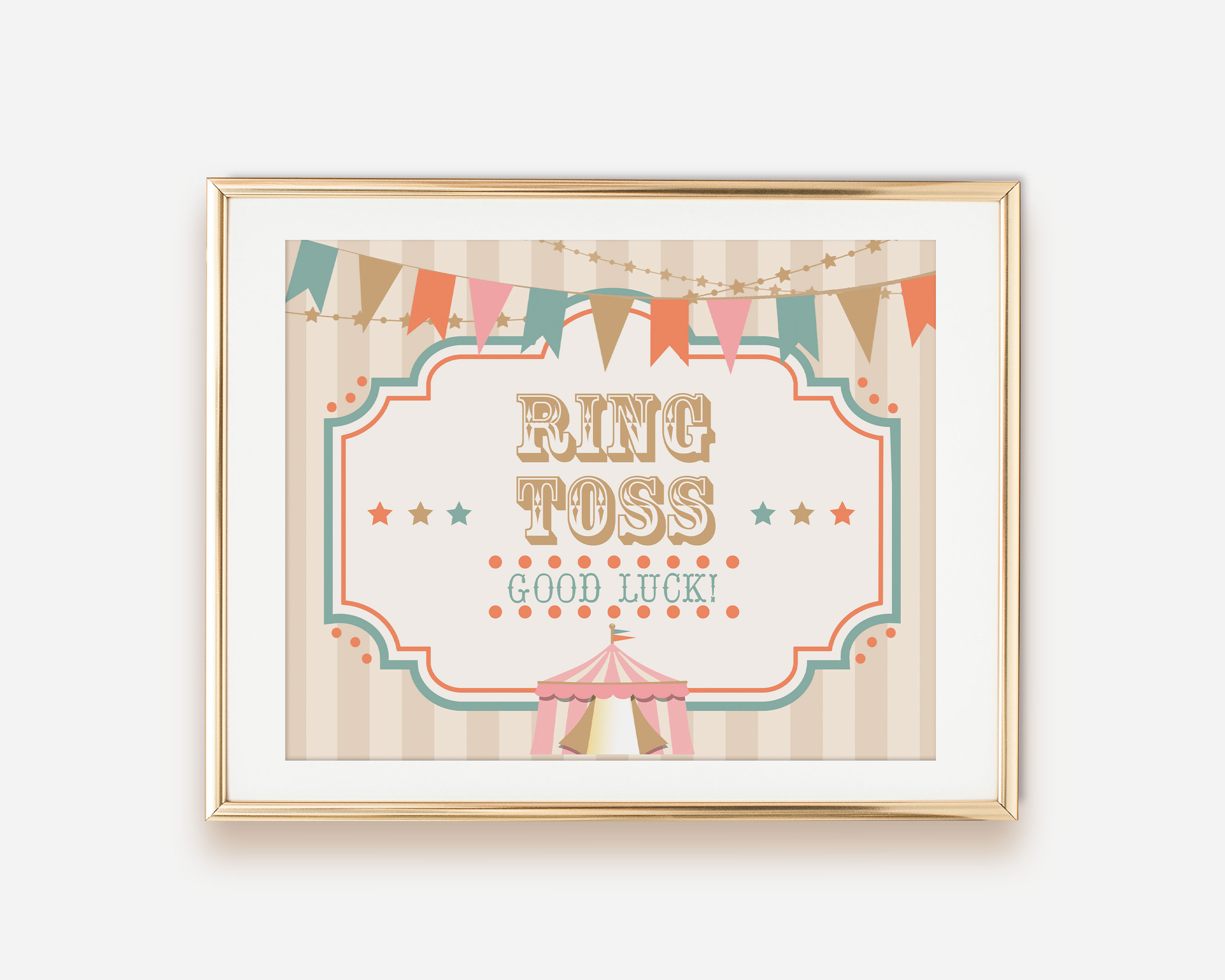 Pink Boho Circus Game Signs- Stripes design preview