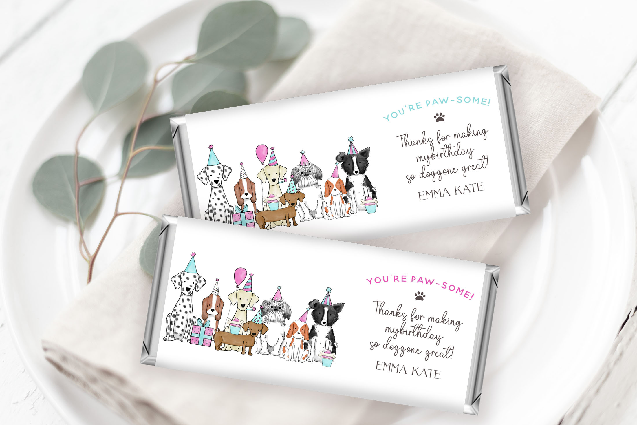 Let's Pawty Candy Wrappers- Pink design preview
