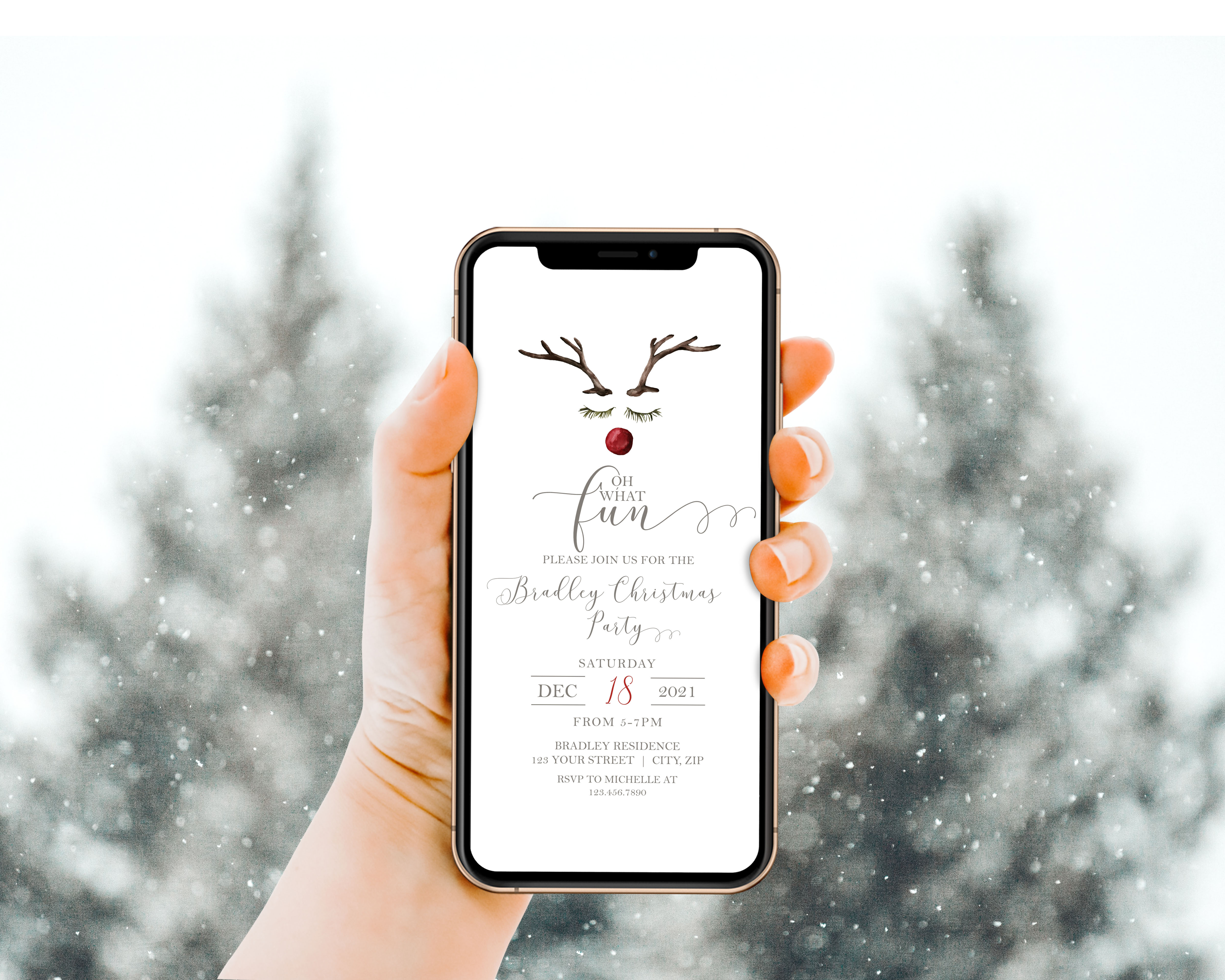 Rudolph Invitation- Smart Phone design preview