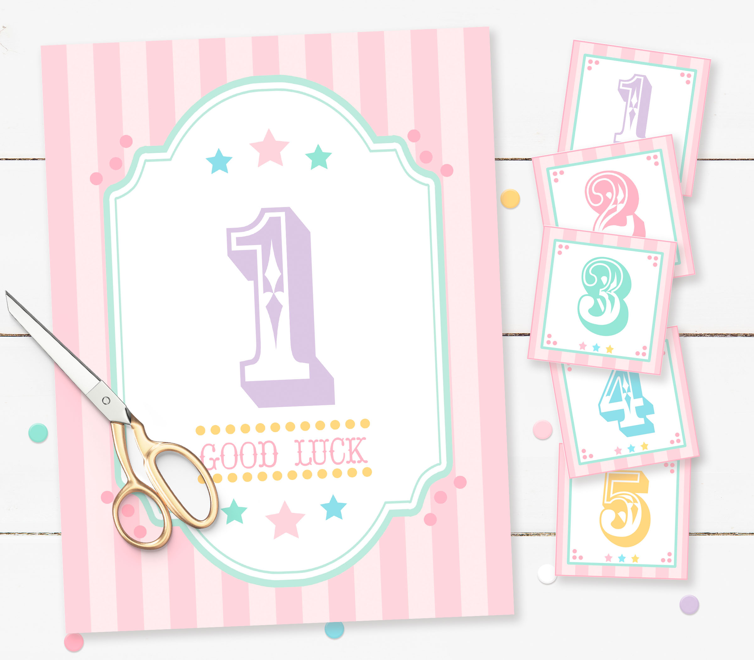 Pastel Circus Cake Walk Game- Pink Stripes design preview