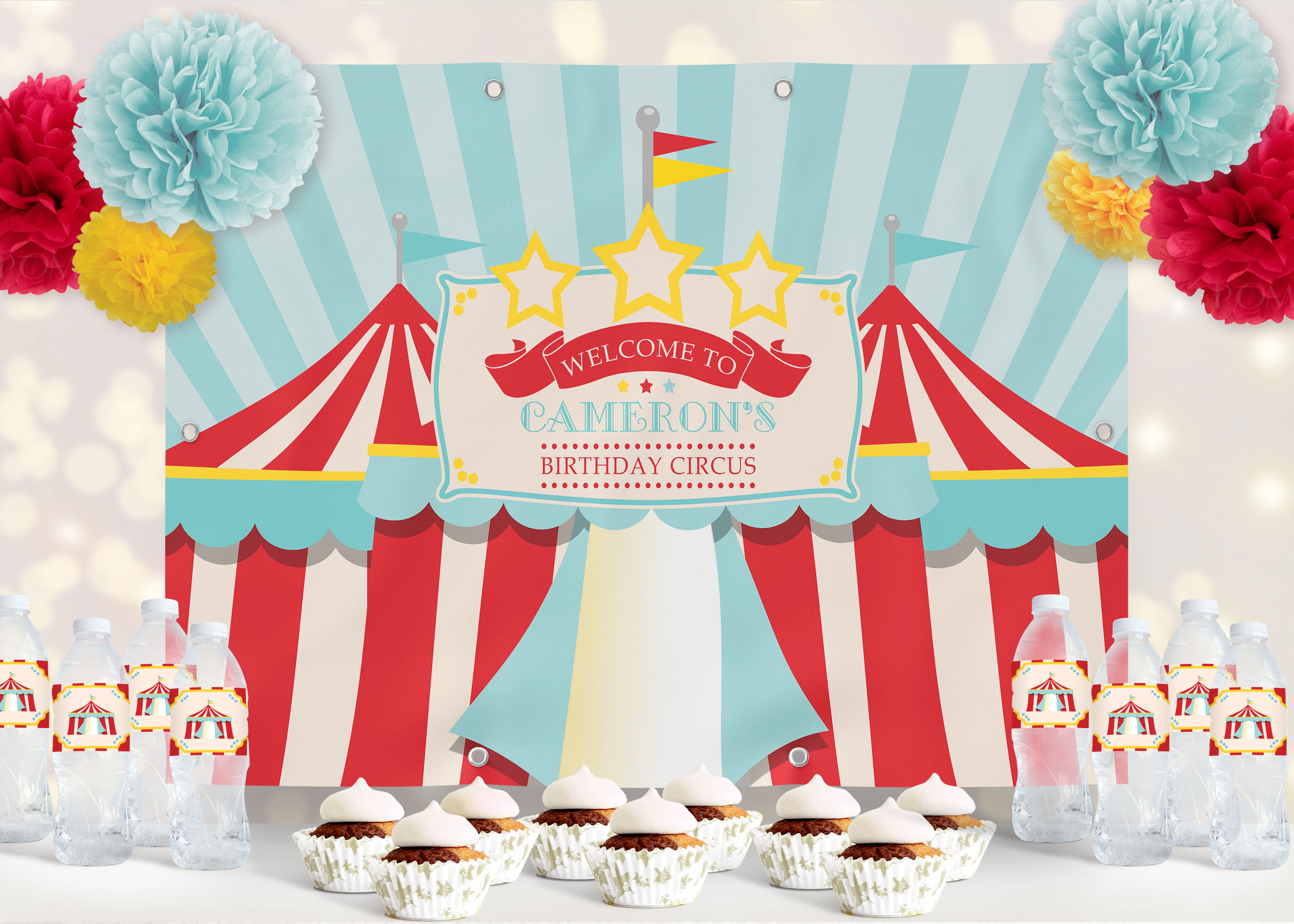 Dark Red Circus Backdrop design preview