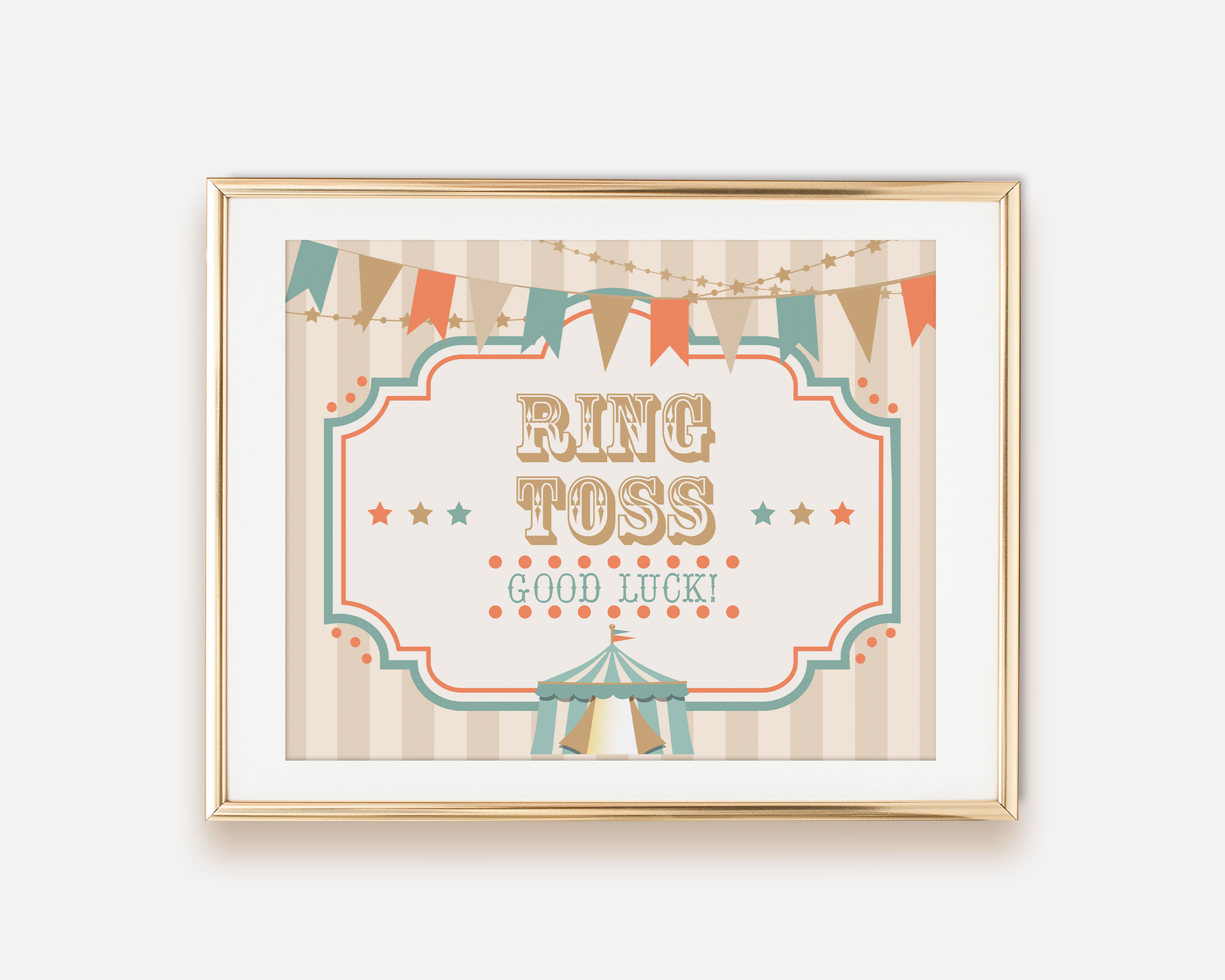 Blue Boho Circus Game Signs- Stripe design preview