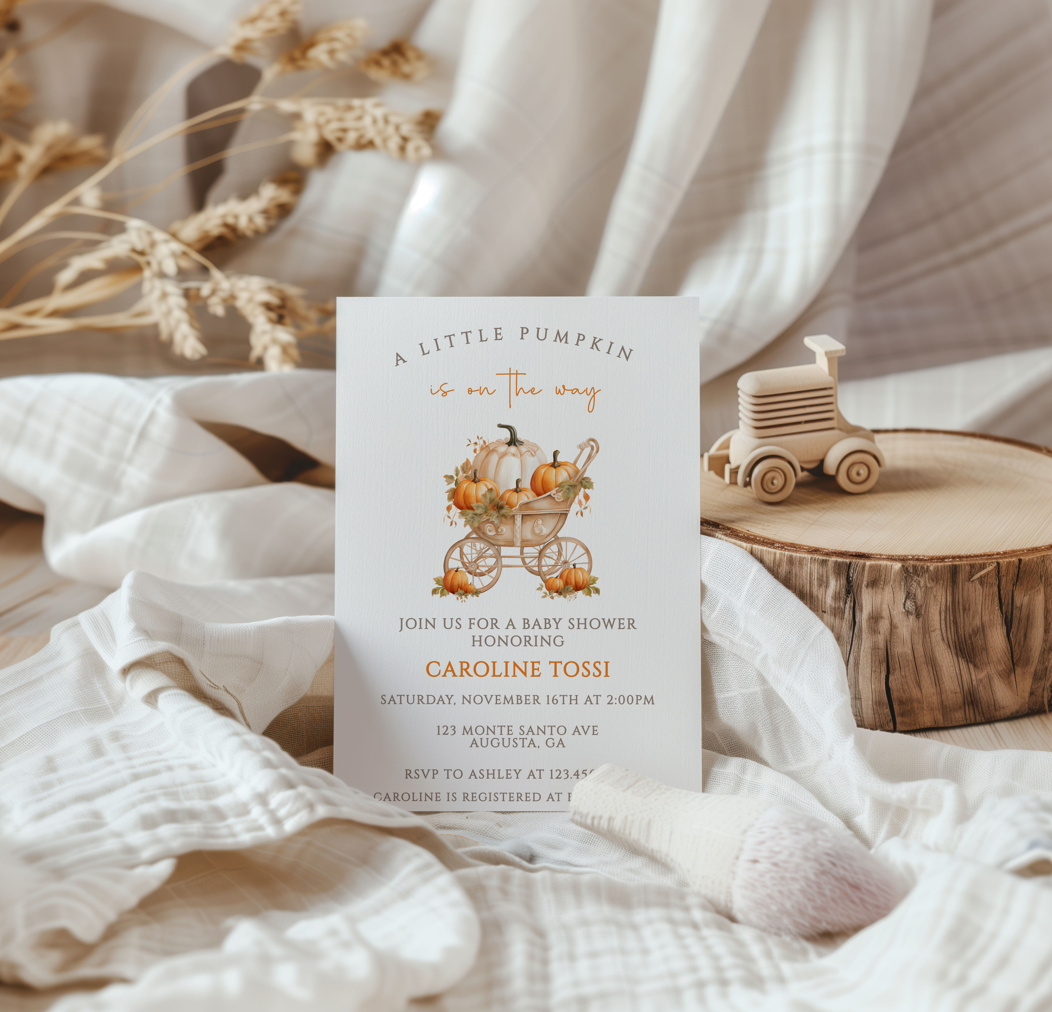 Little Pumpkin Carriage Invitation design preview