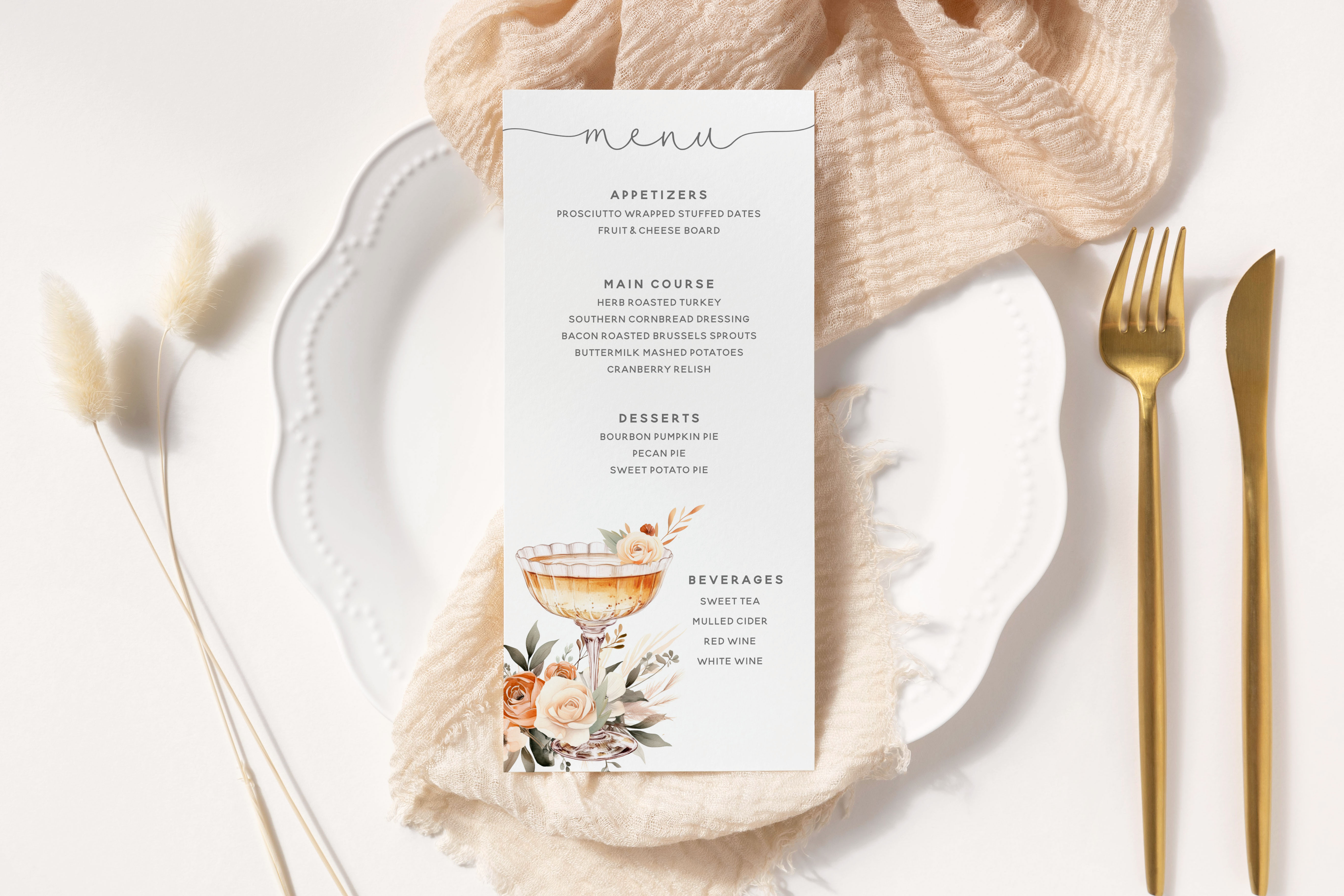 Fall Cocktail Menu Card design preview