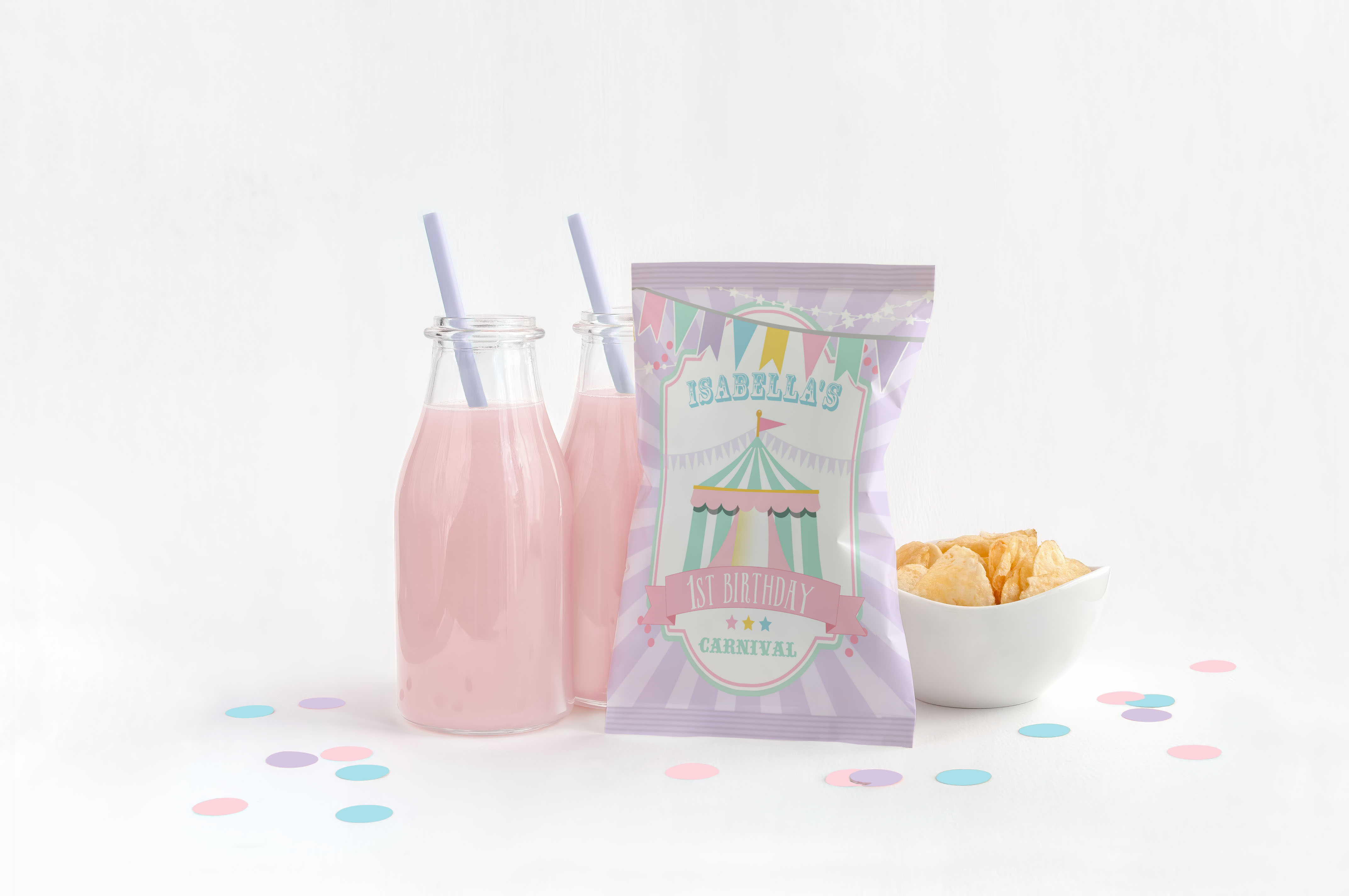Pastel Circus Chip Bag- Purple Burst design preview