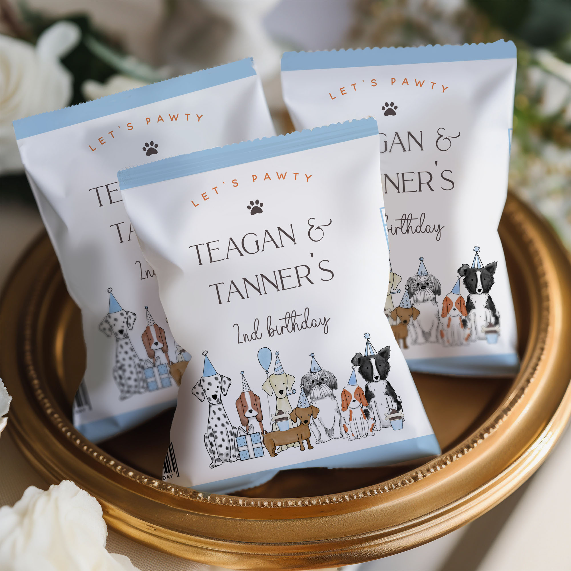 Let's Pawty Chip Bag- Blue design preview