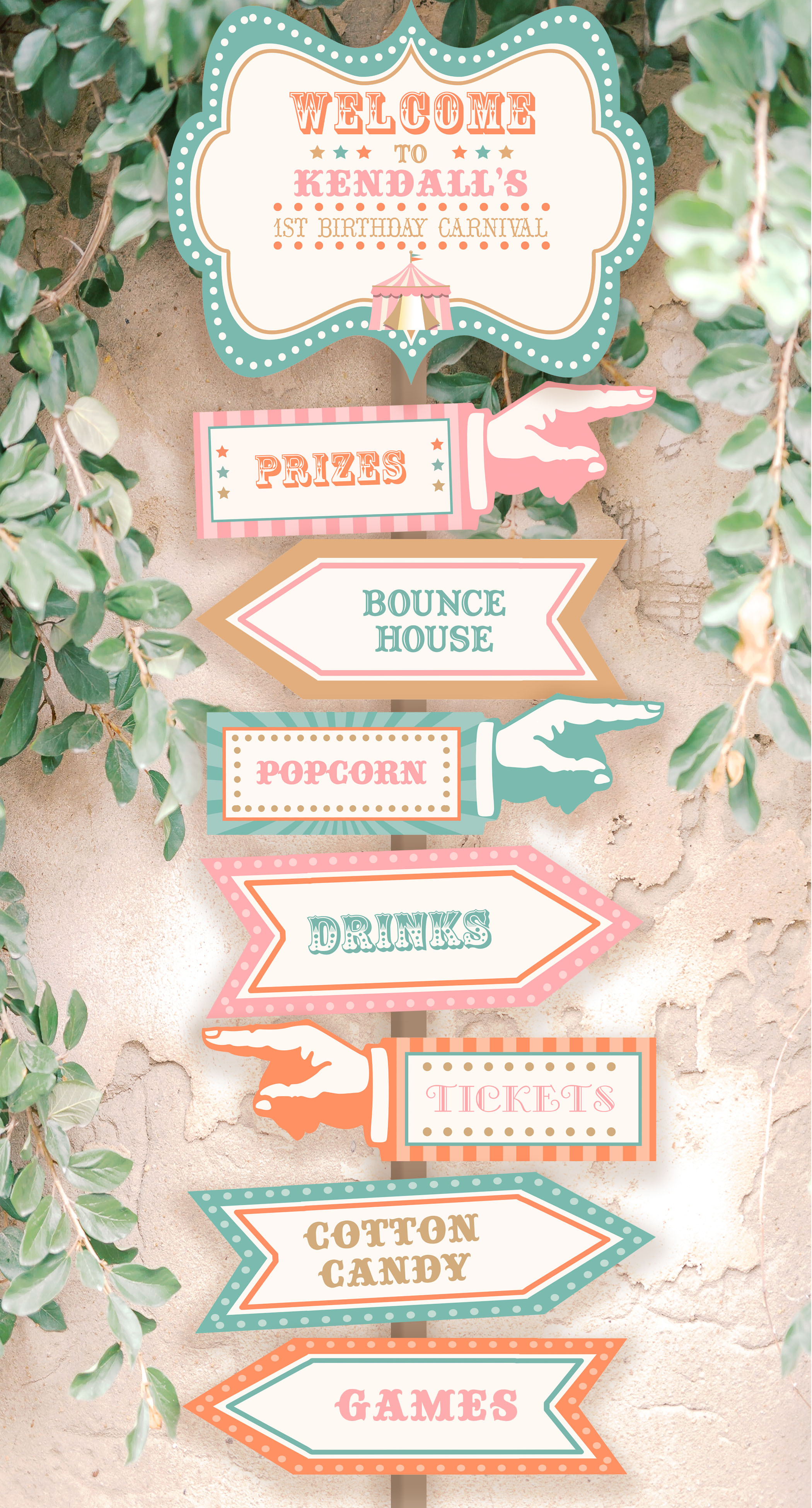 Boho Circus Directional Signs with Pink design preview