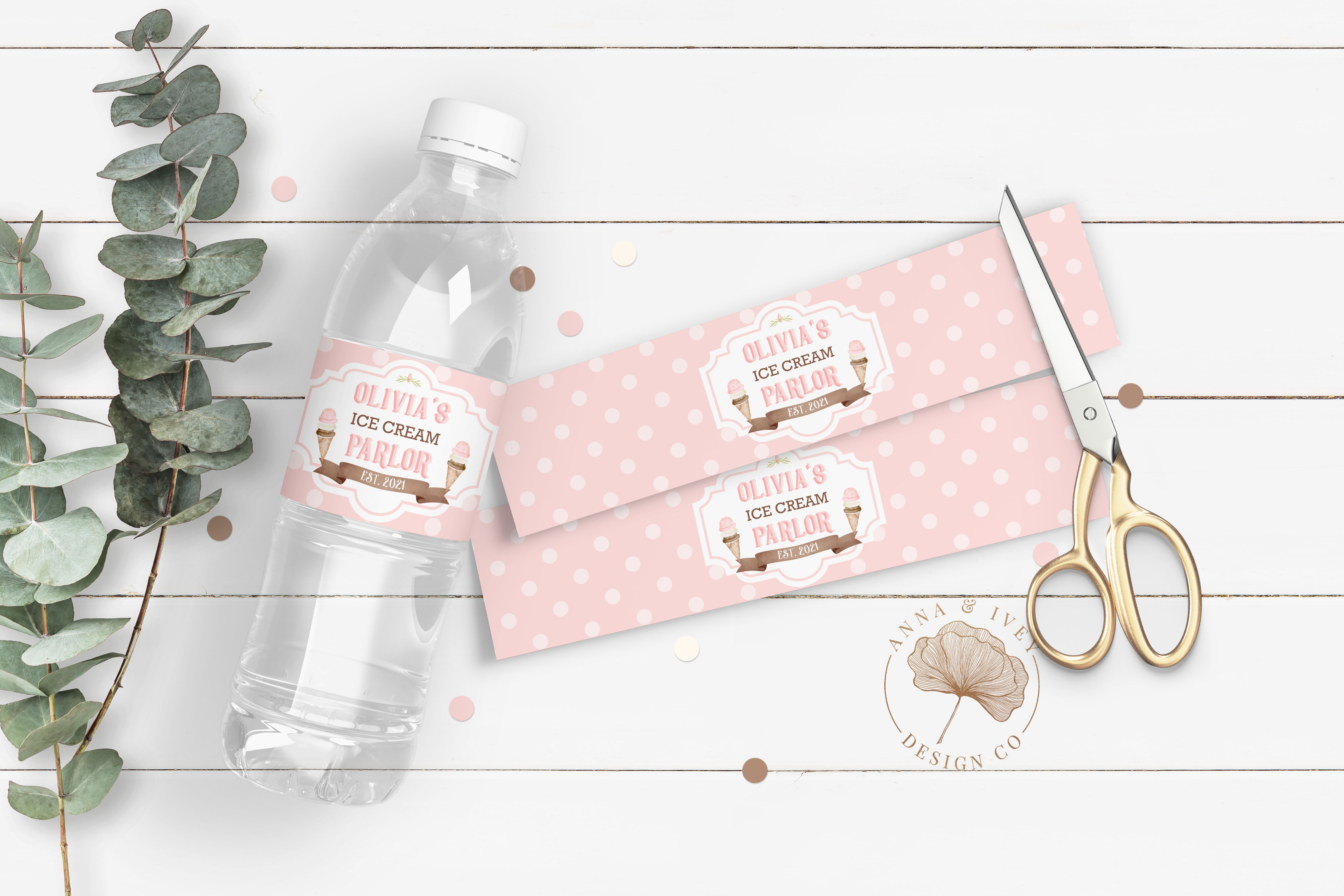 Ice Cream Drink Labels- Dots design preview