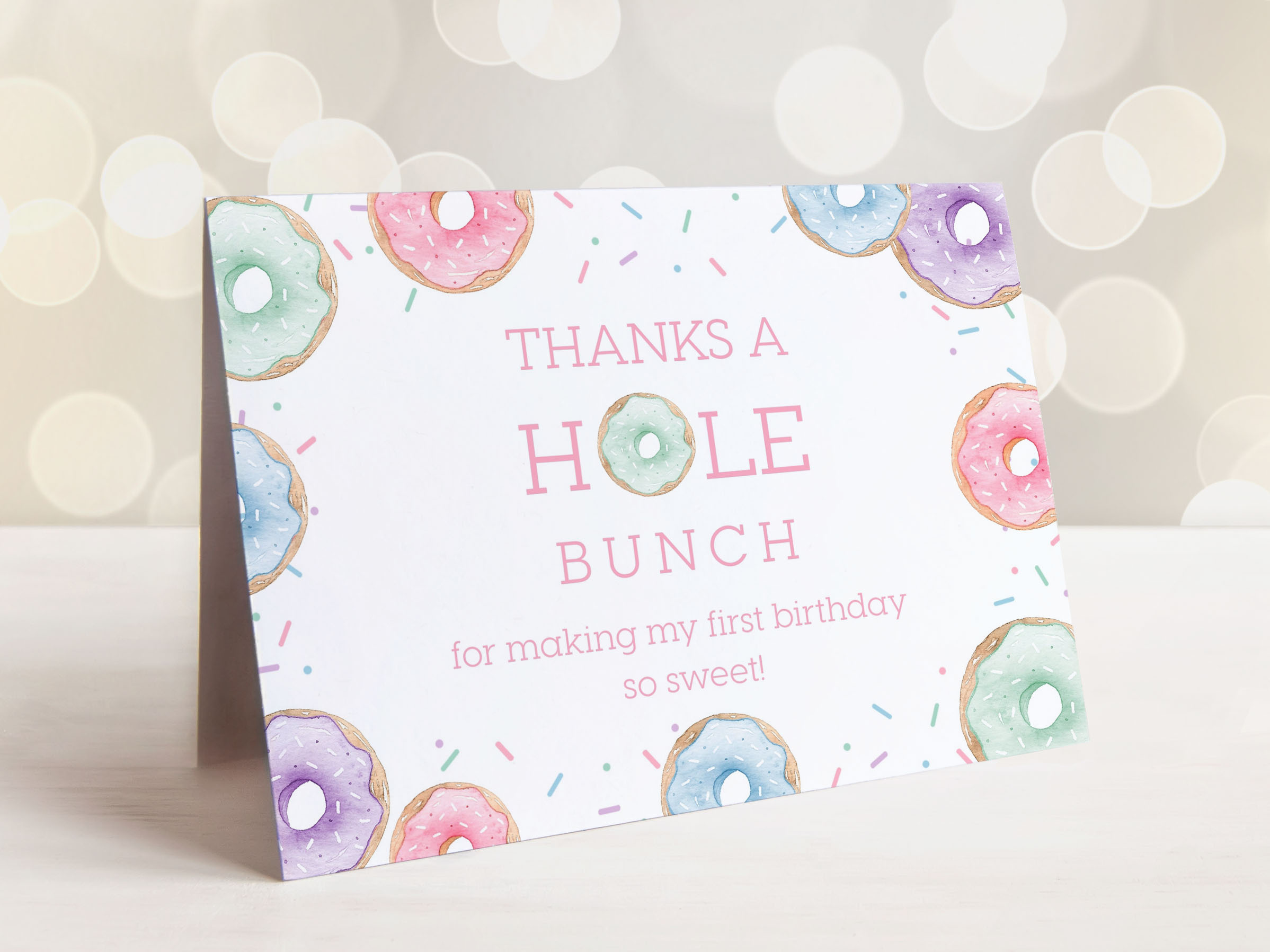 Donuts Thank You Card- Folded- Horizontal design preview