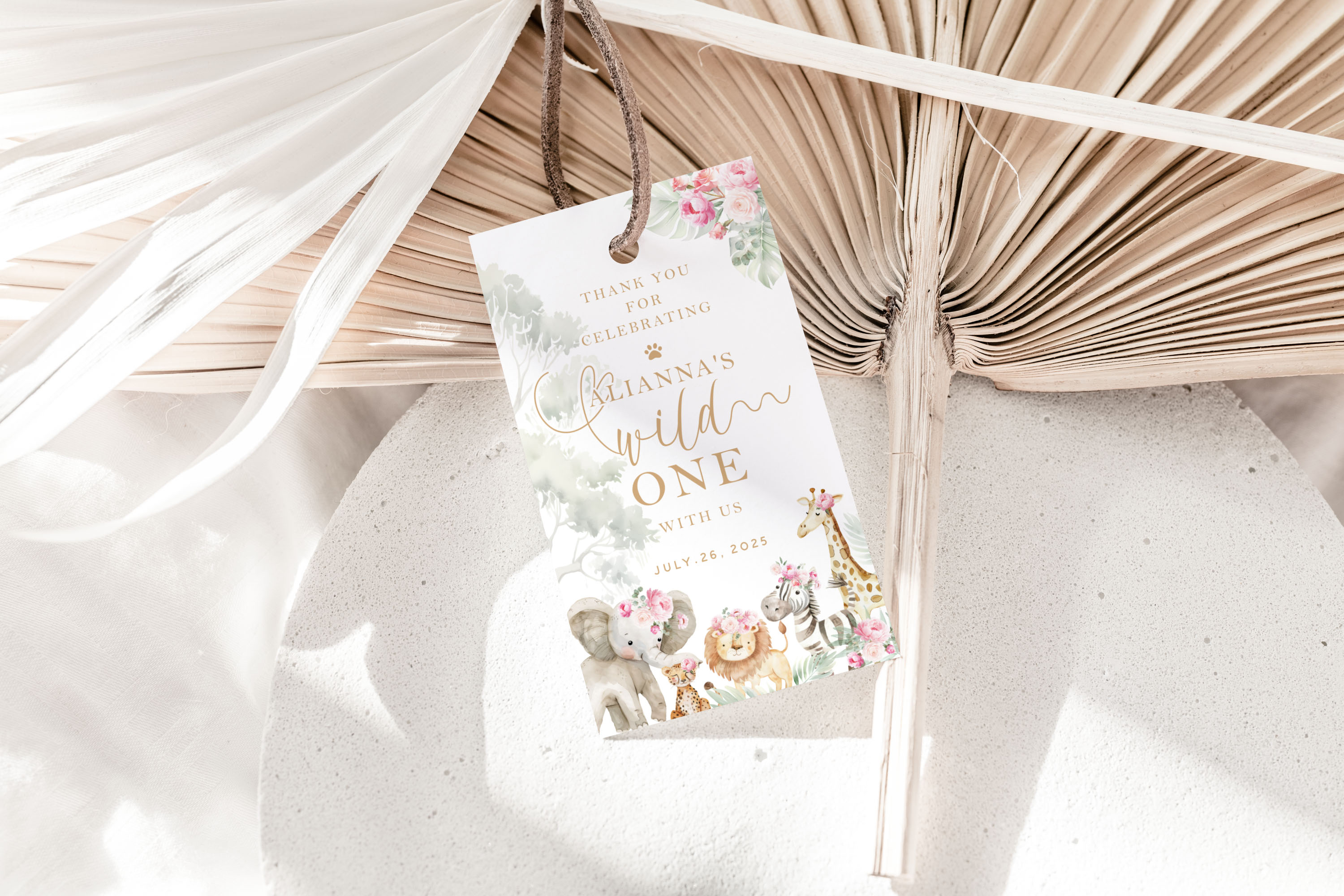 Wild One Rectangle Tag- Pink design preview