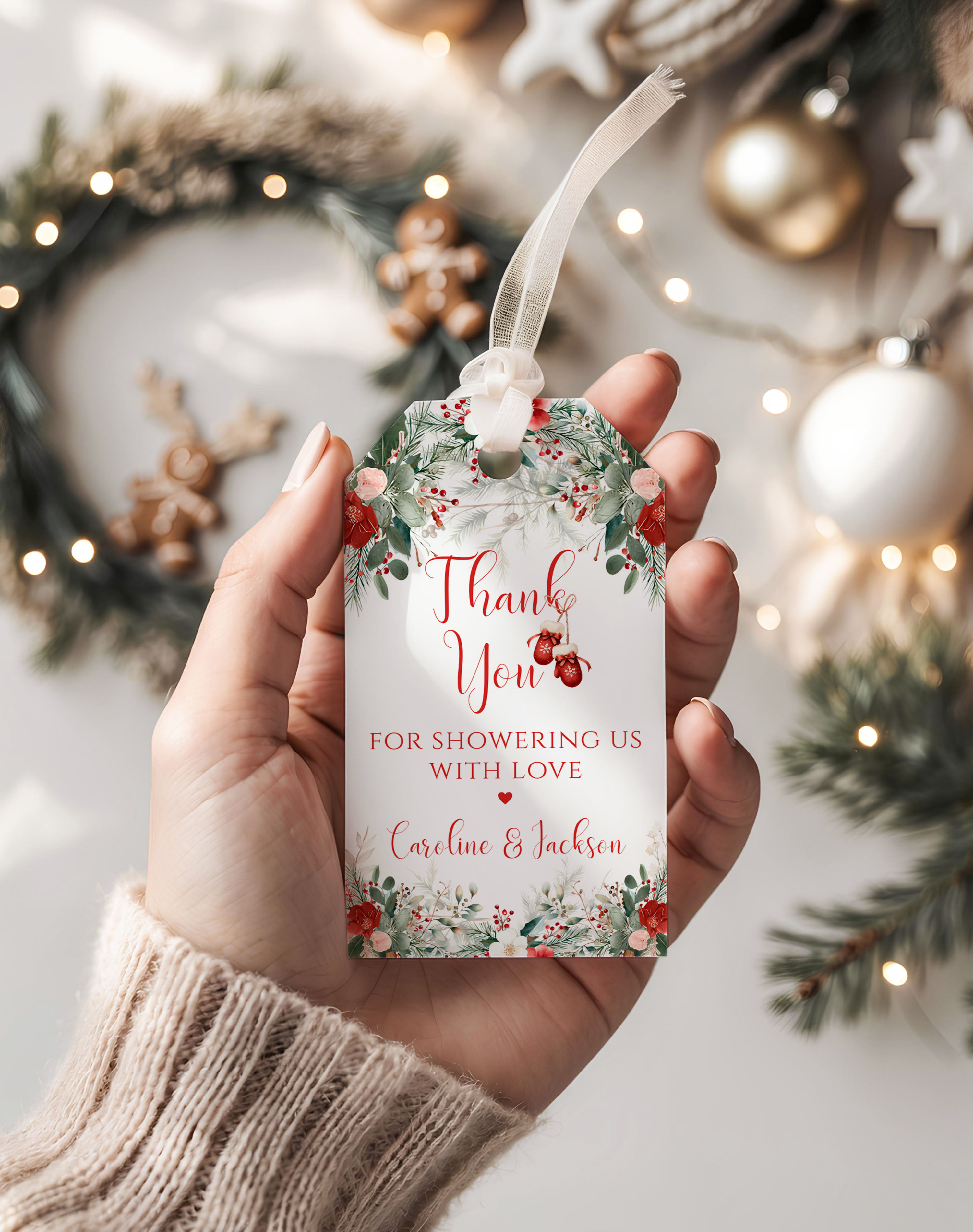 Merry Little Baby Shower Rectangle Tag design preview