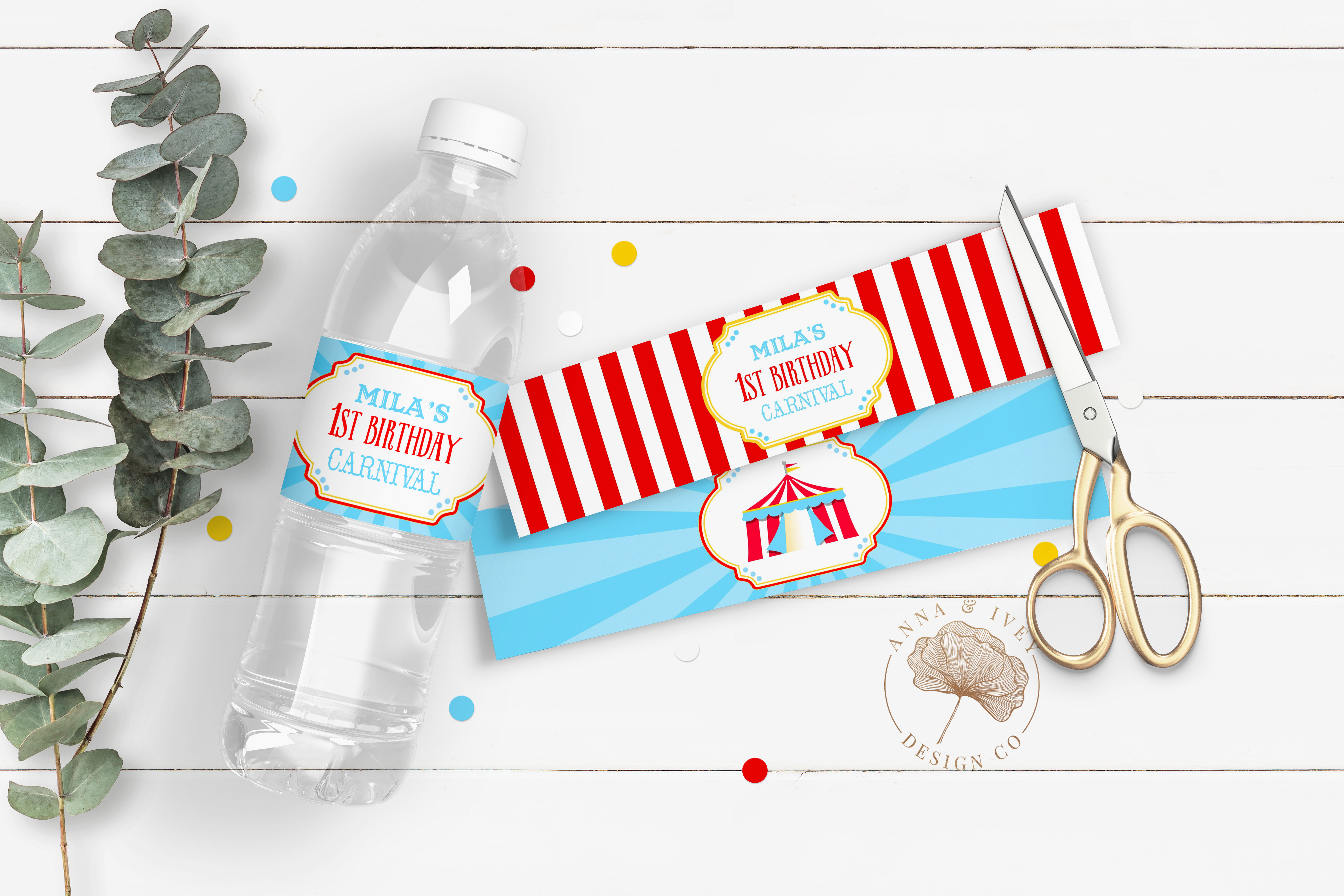 Bright Red Circus Drink Labels design preview