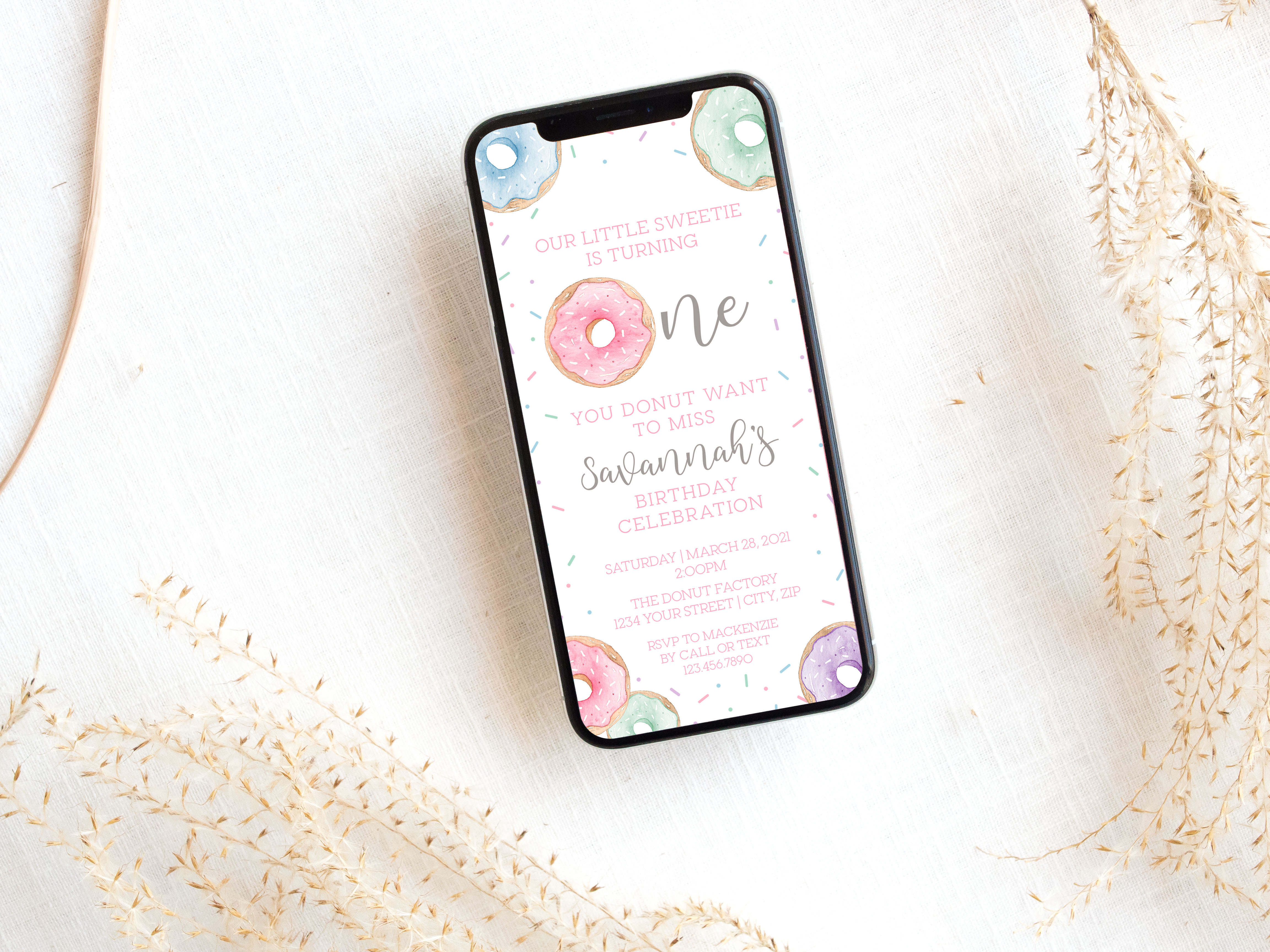 Donuts Birthday Invitation- Smart Phone design preview