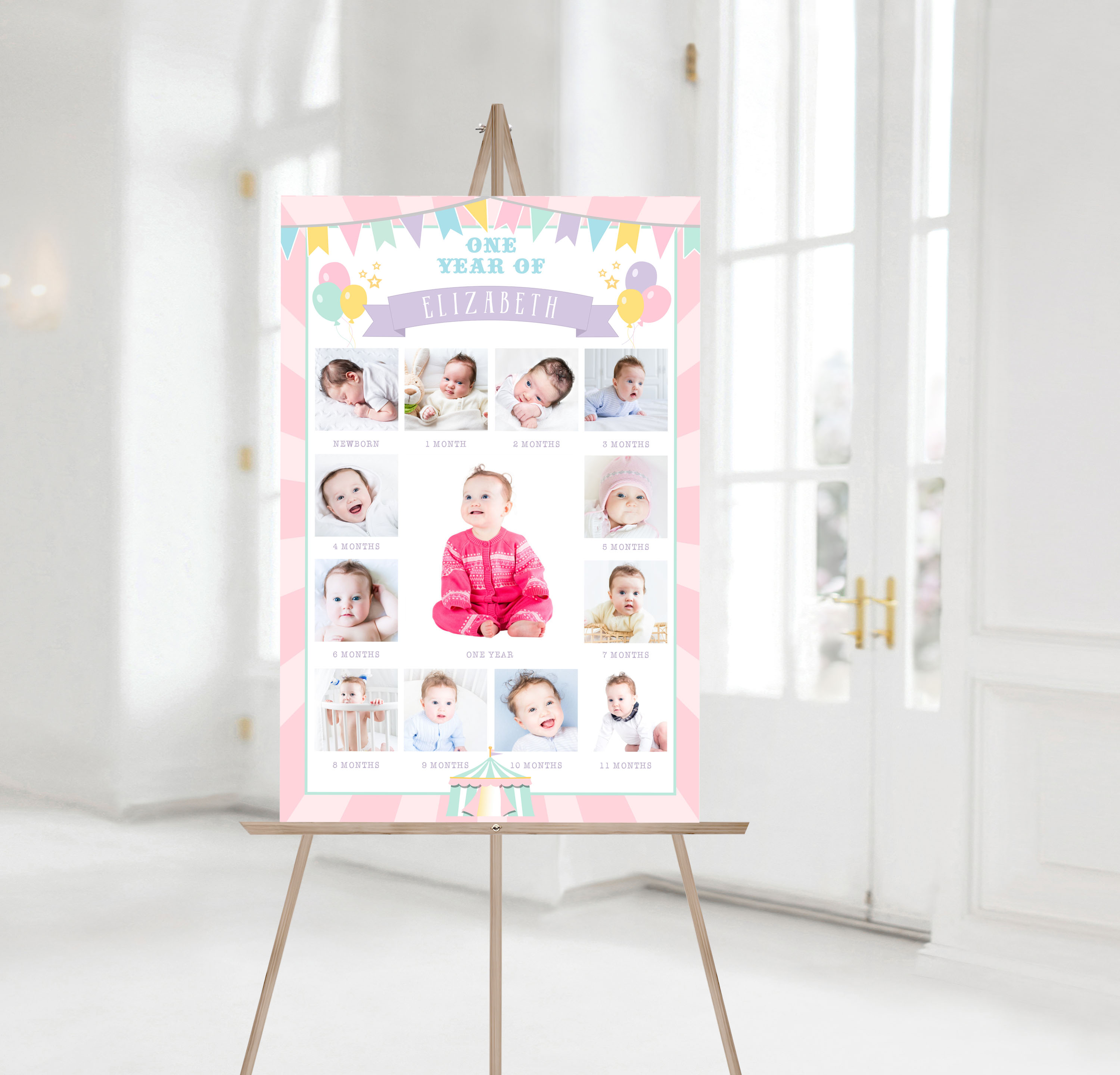Pastel Circus Photo Signs- Pink Burst design preview