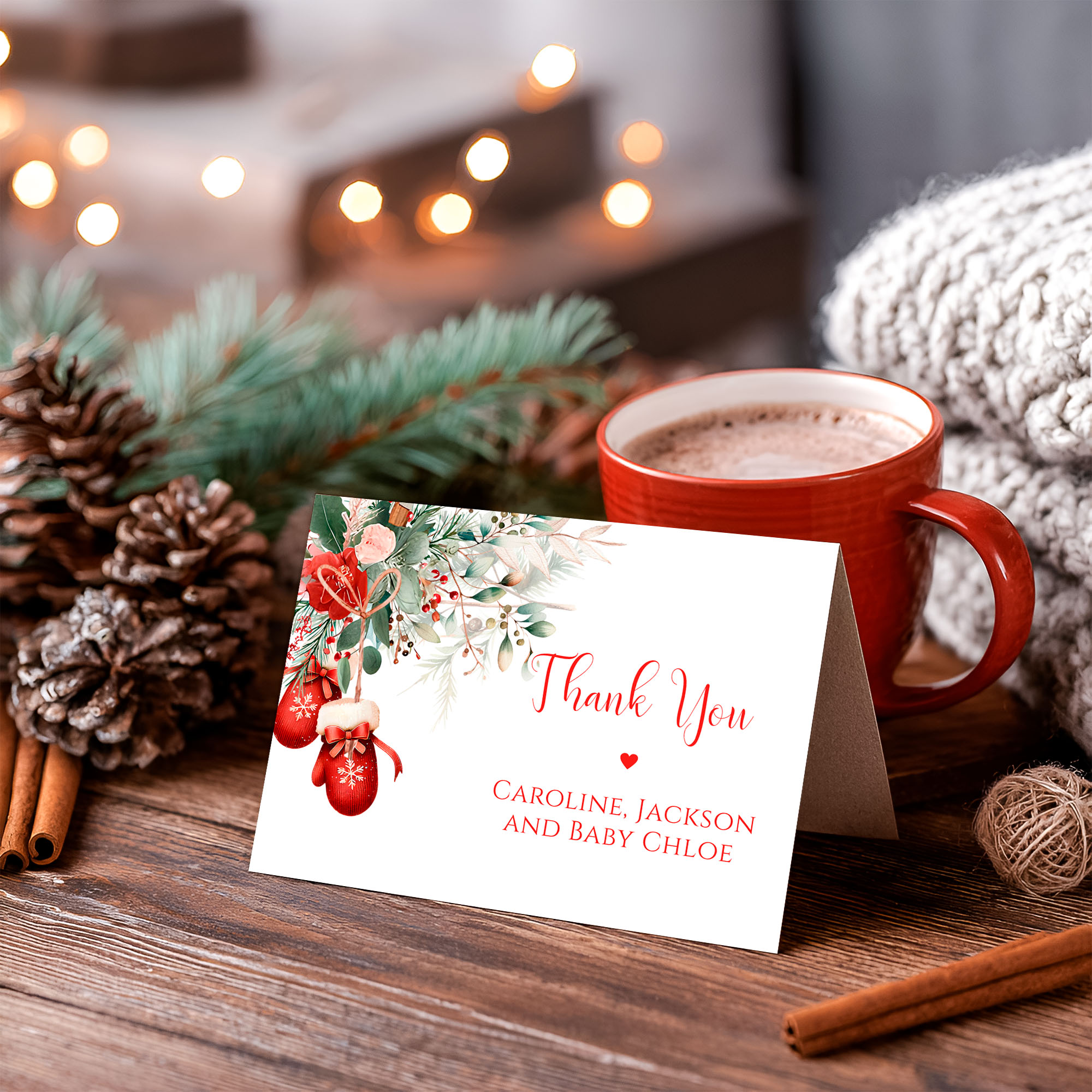 Merry Little Baby Shower Thank You Card design preview