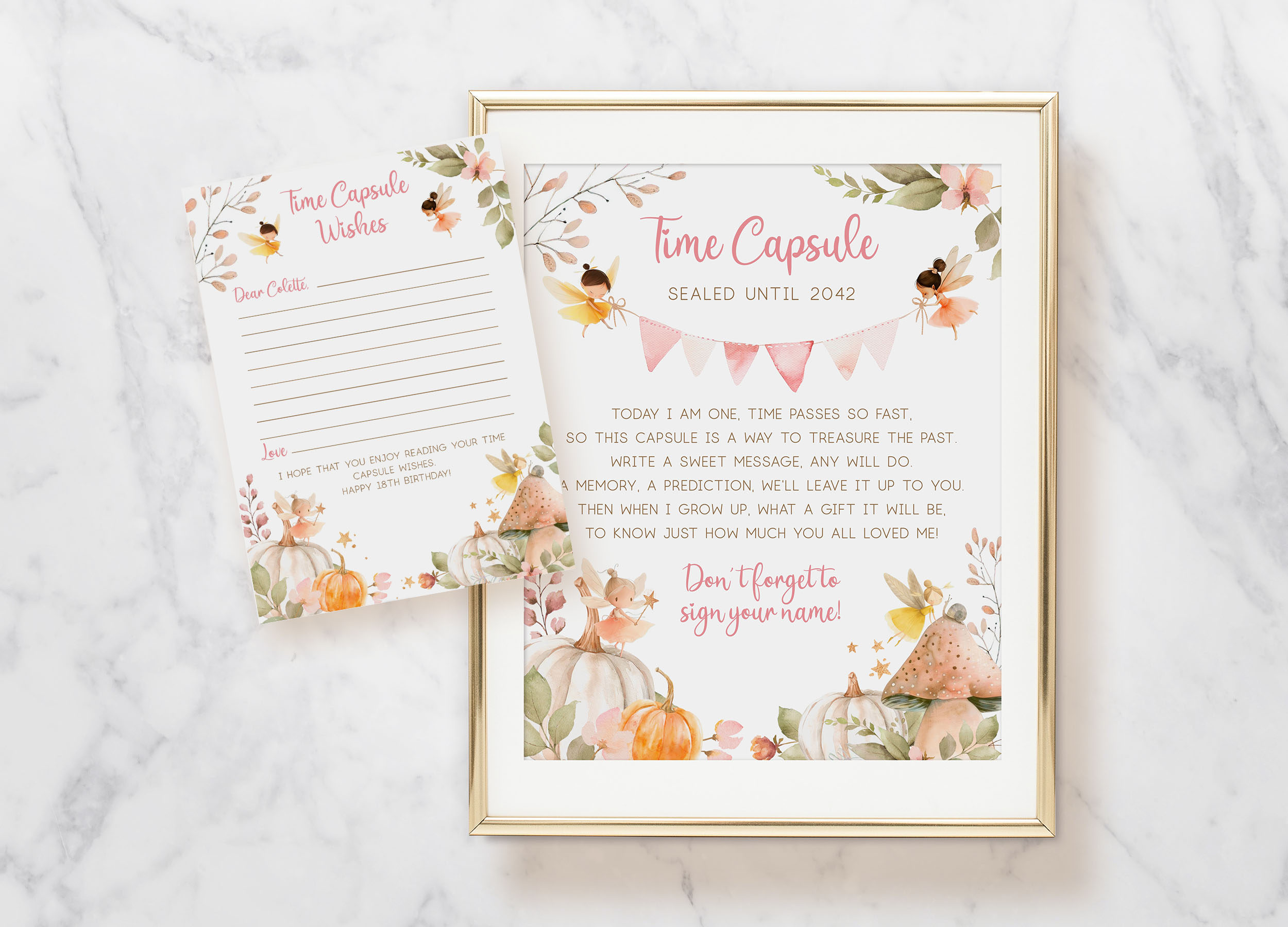 Autumn Fairies Time Capsule Card & Sign design preview