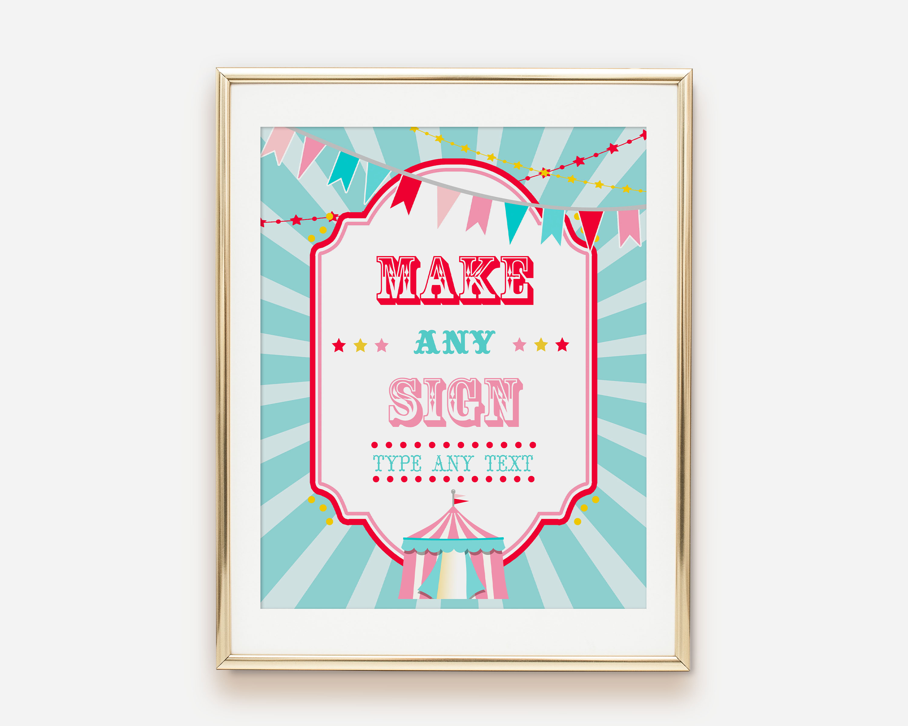 Red & Pink Circus- Make Your Own Sign- Blue Burst design preview