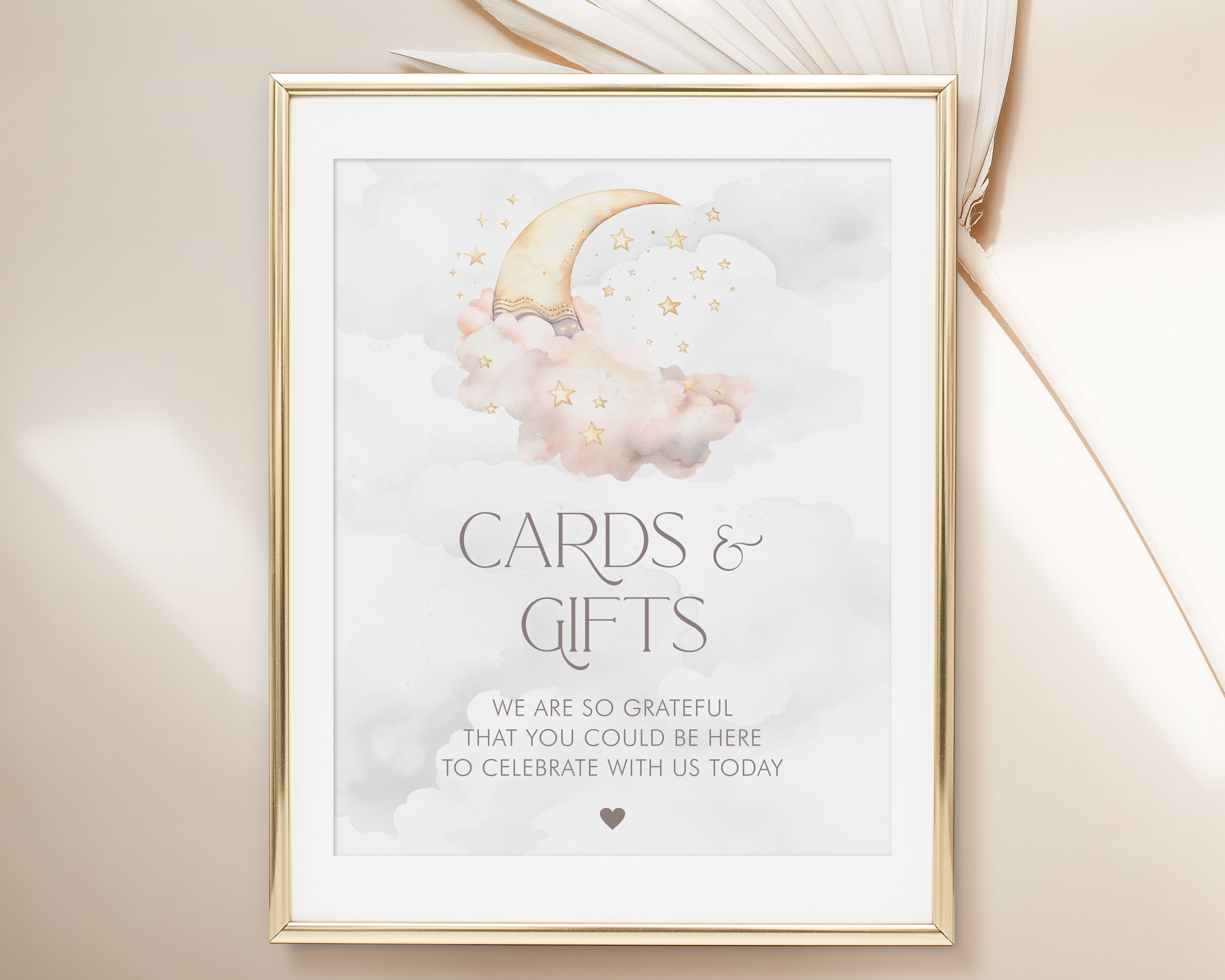 Over the Moon Baby Shower Cards & Gifts Signs- Pink design preview