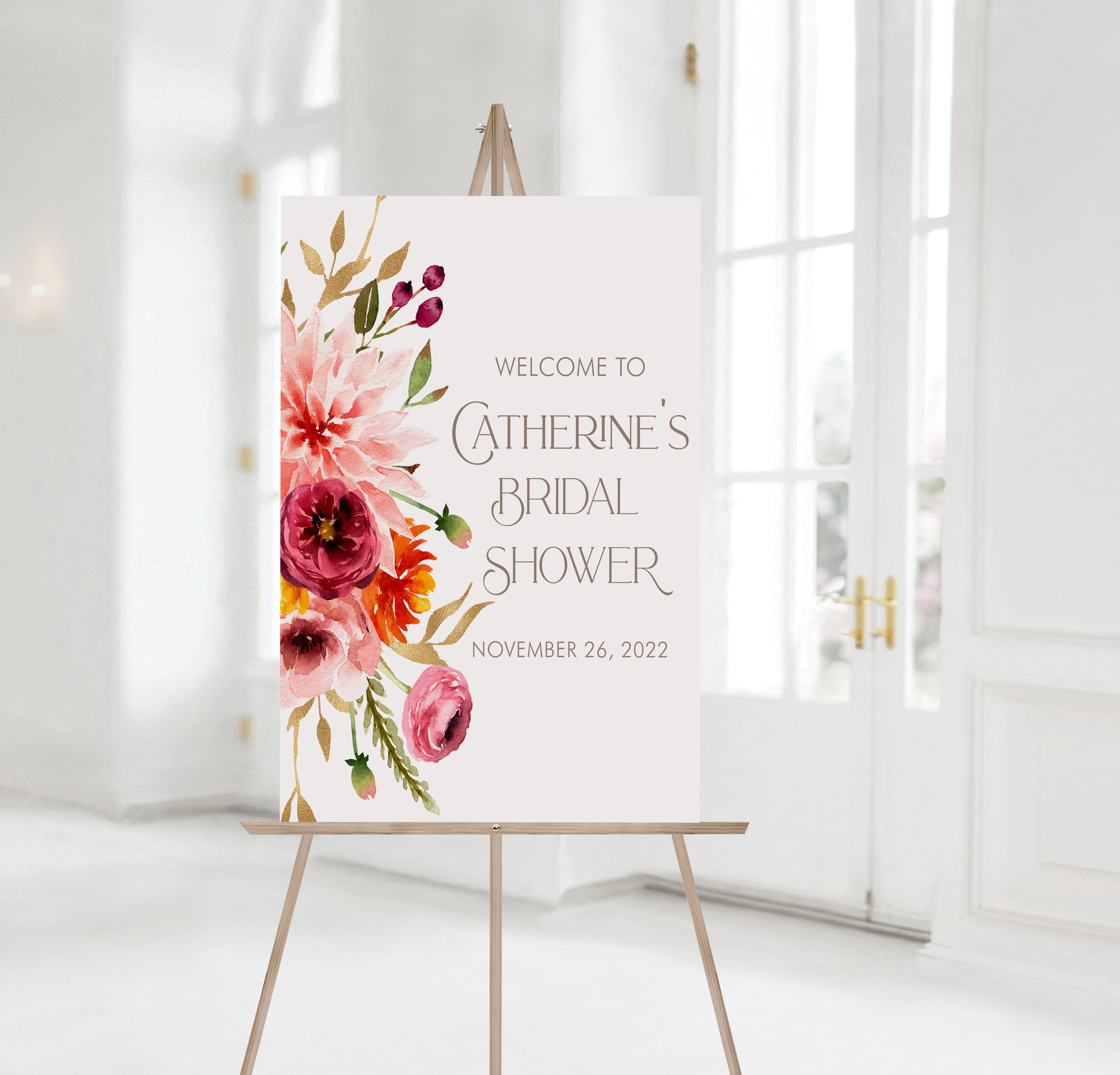 Fall Floral Bridal Shower Welcome Signs design preview