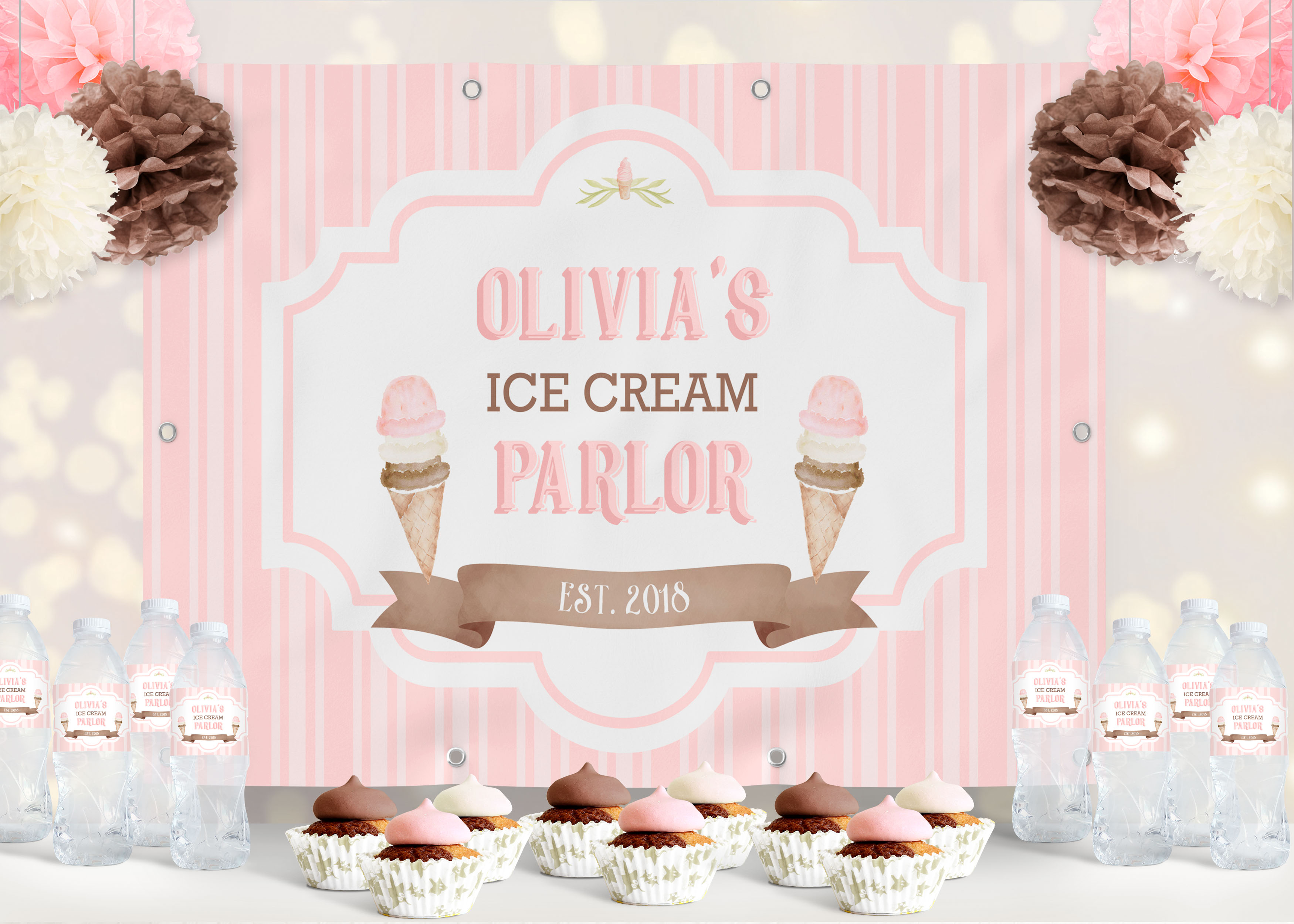 Ice Cream Backdrop- Stripes design preview