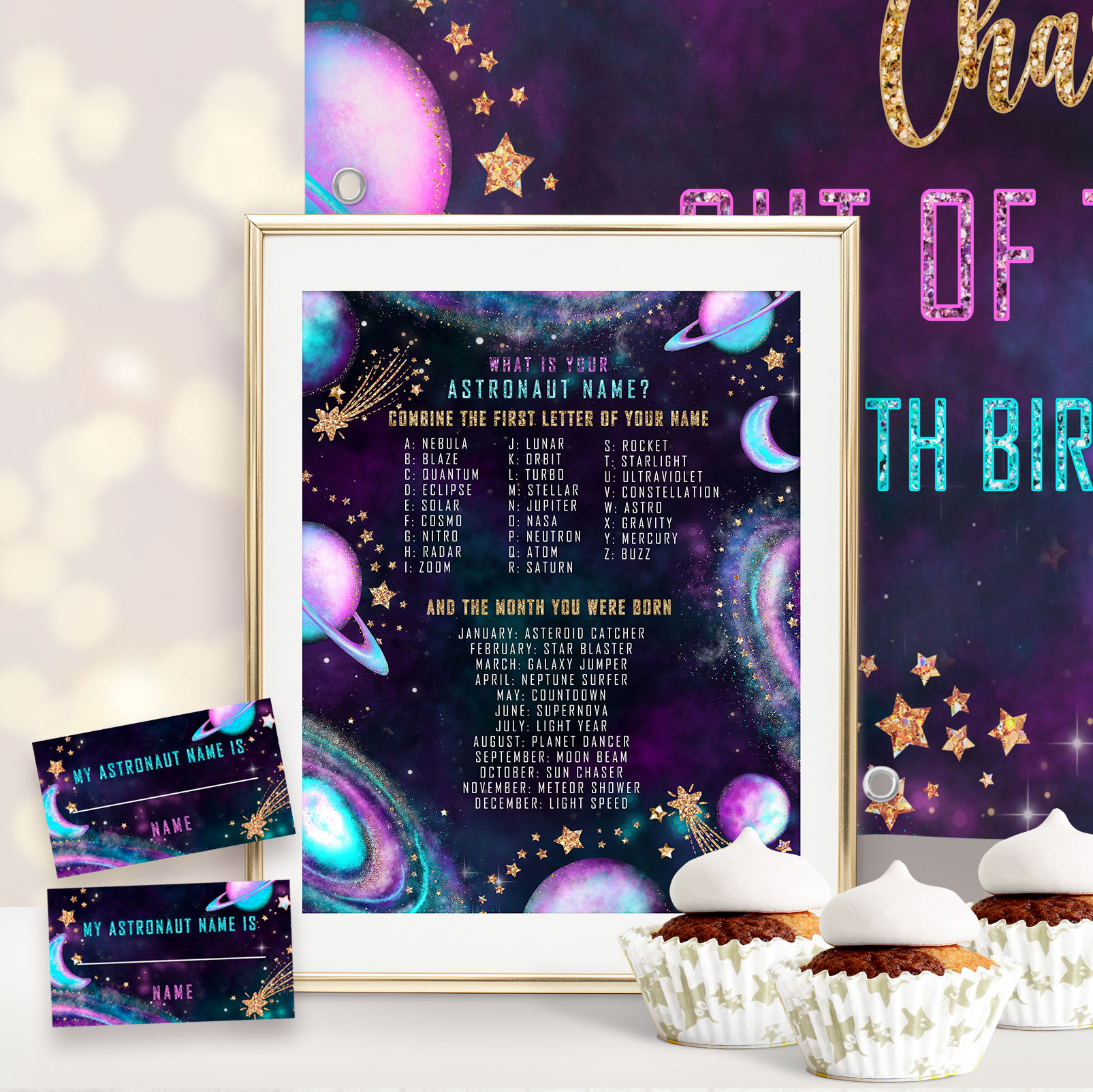 Galaxy Astronaut Name Signs & Tags design preview