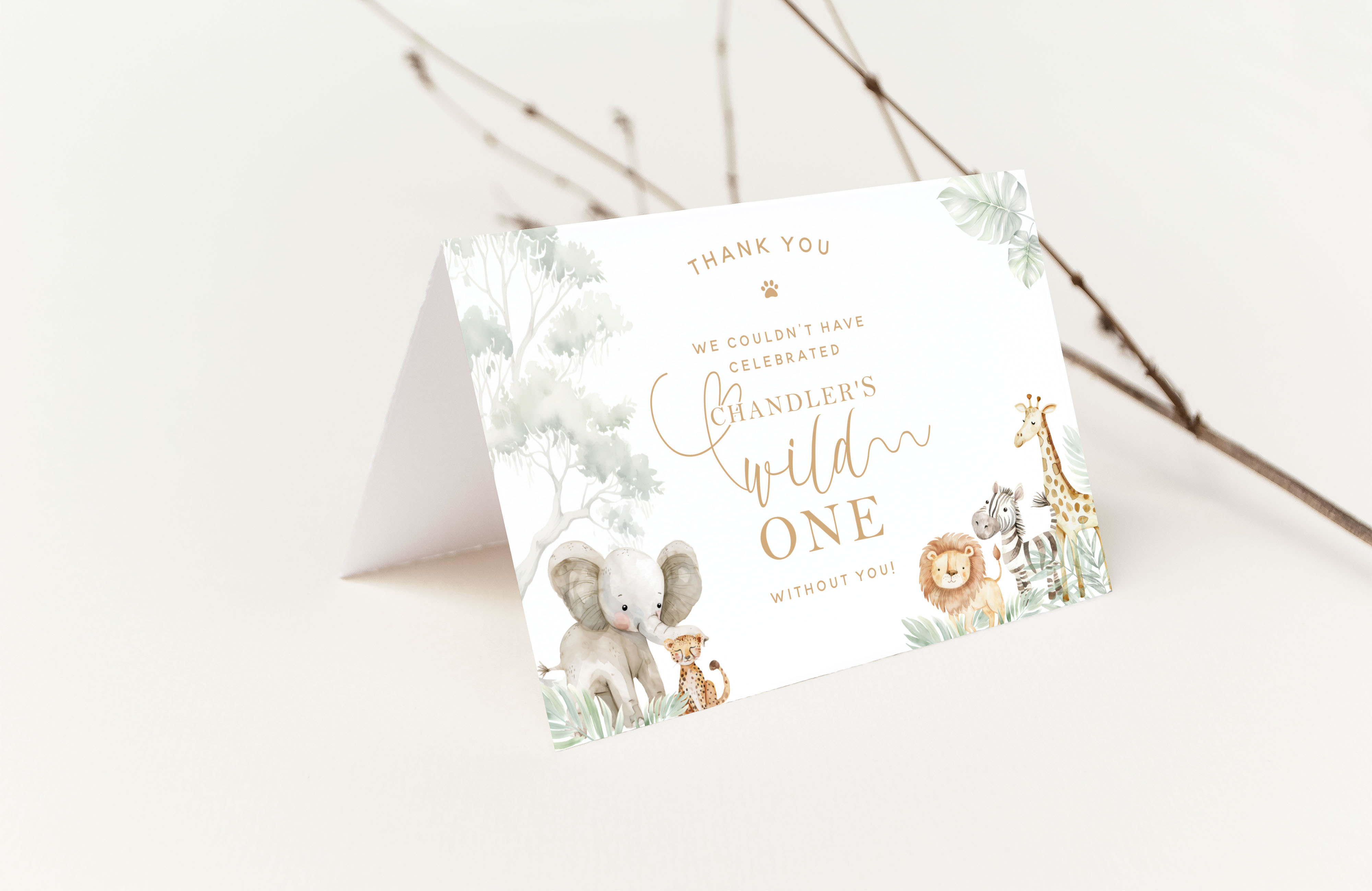 Wild One Thank You Card design preview