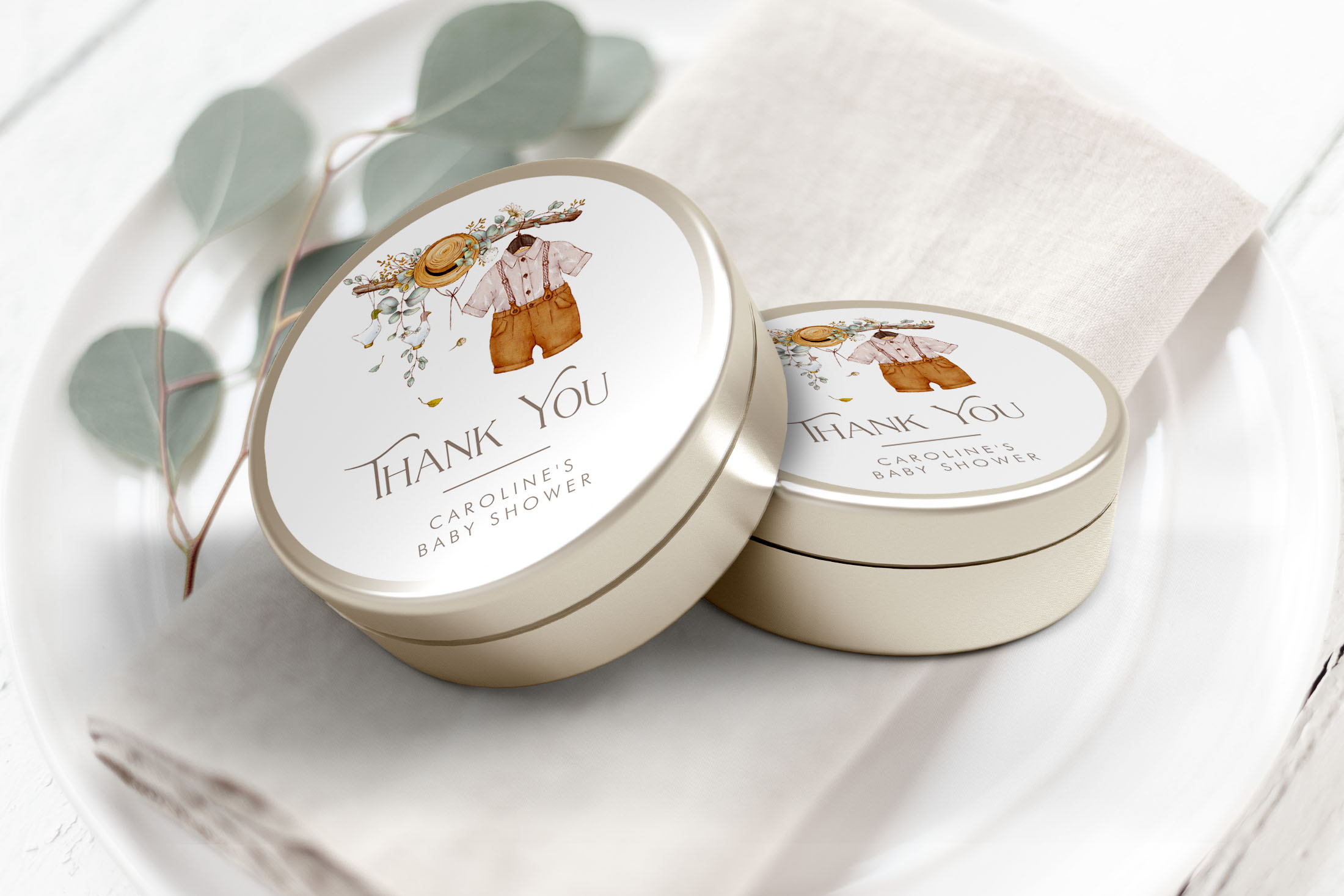 Vintage Baby Shower Favor Circles- Baby Boy design preview