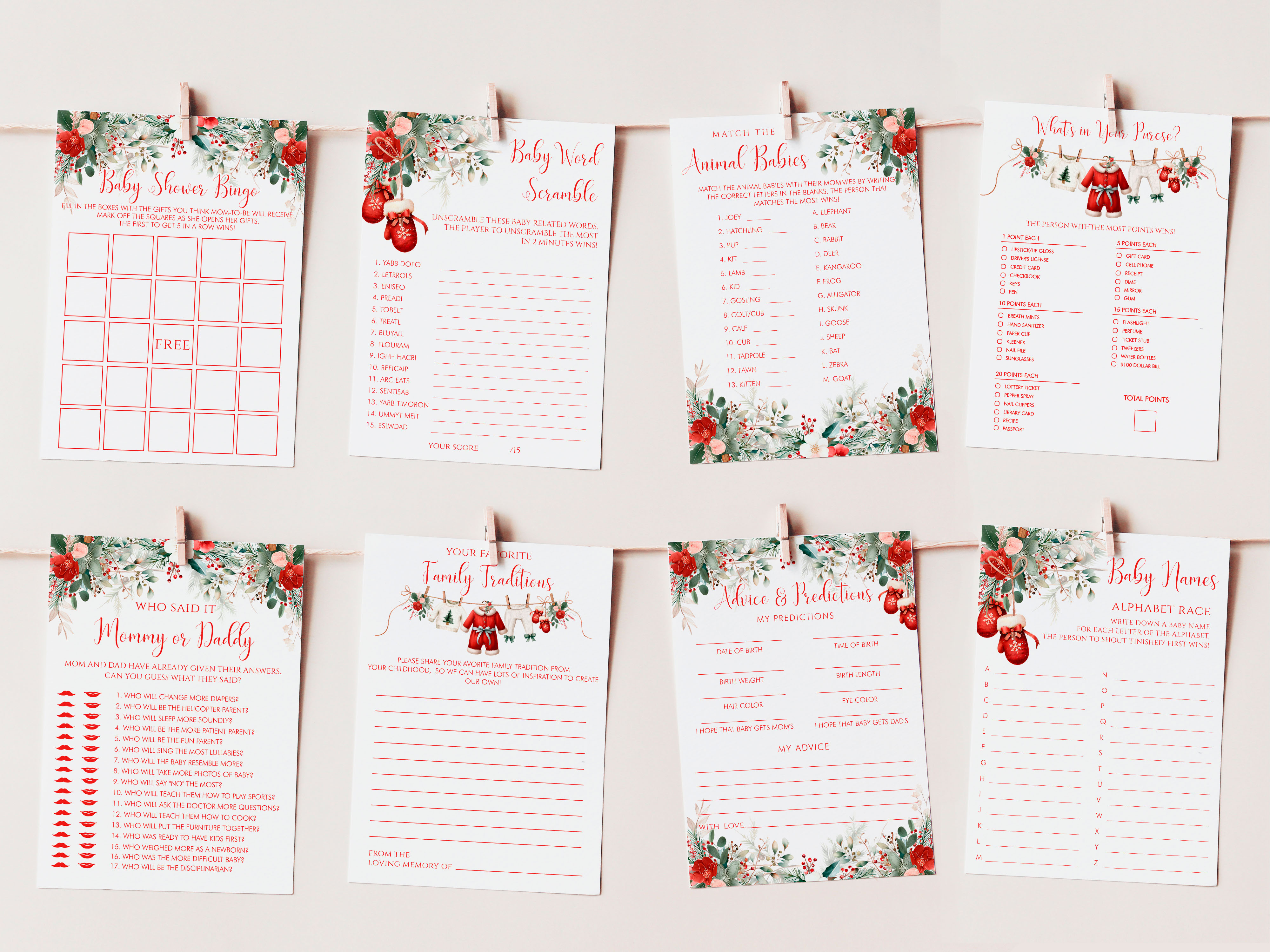 Merry Little Baby Shower Games design preview