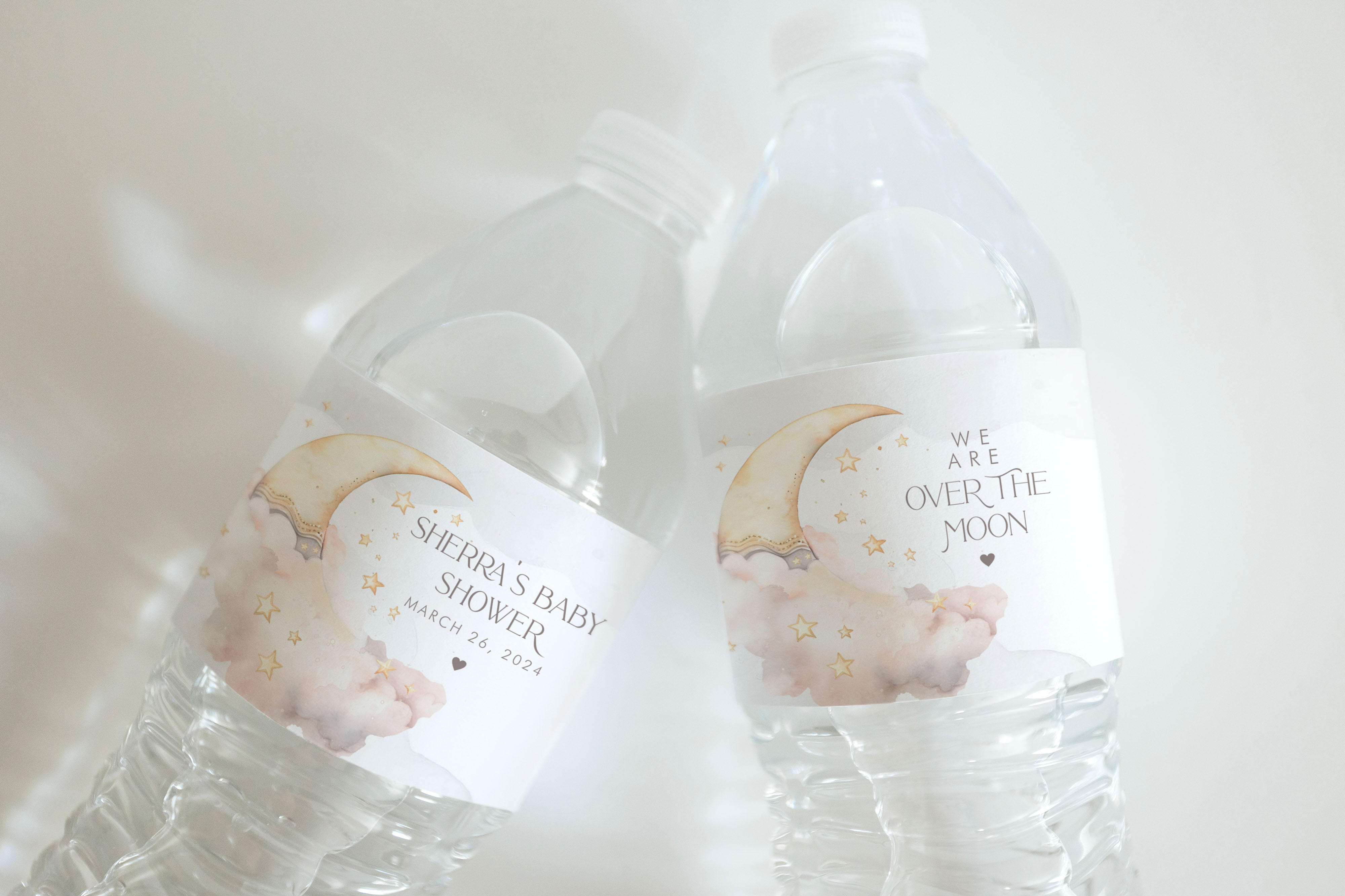 Over the Moon Drink Labels- Pink design preview