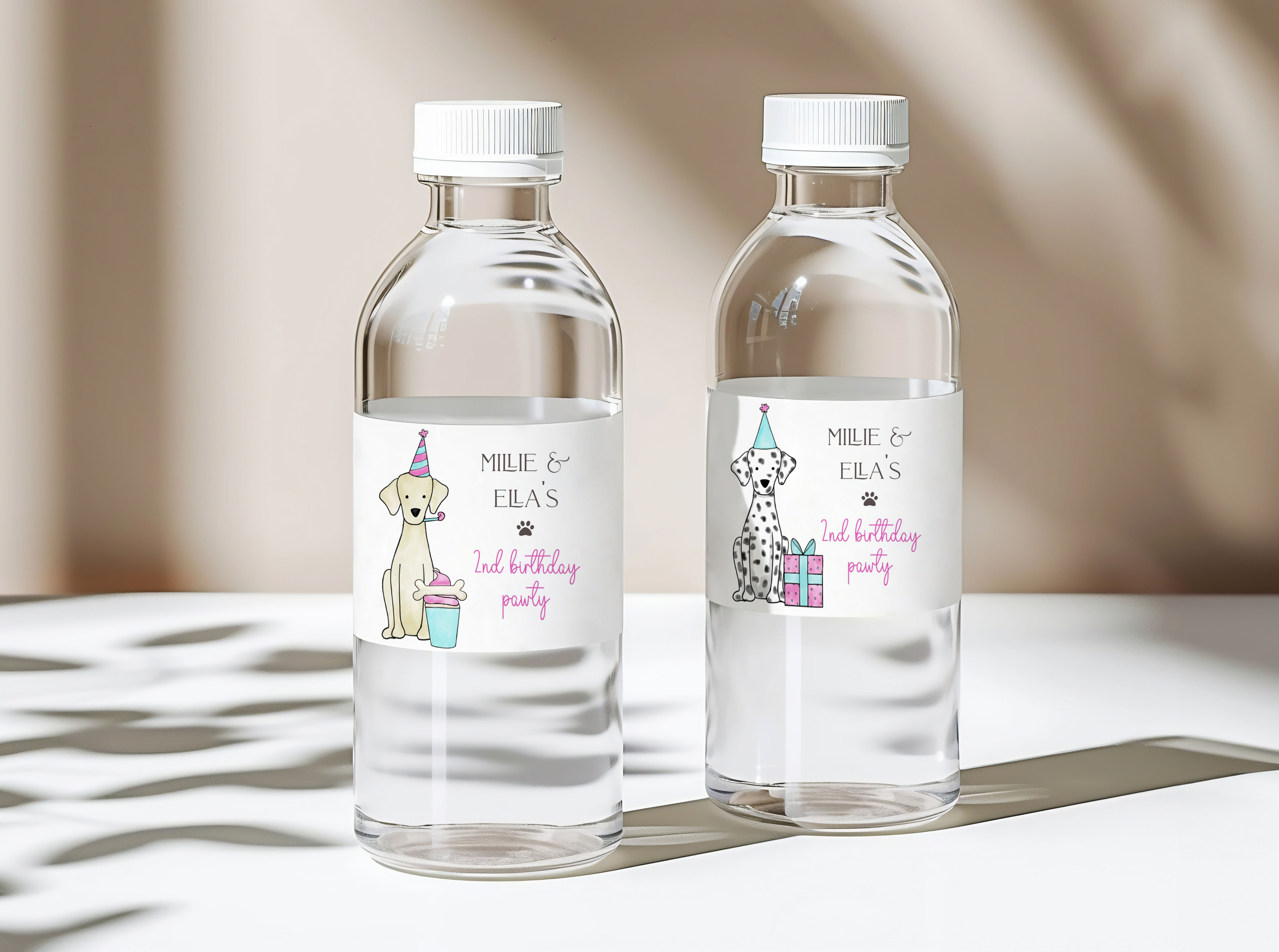 Let's Pawty Drink Labels- Pink design preview