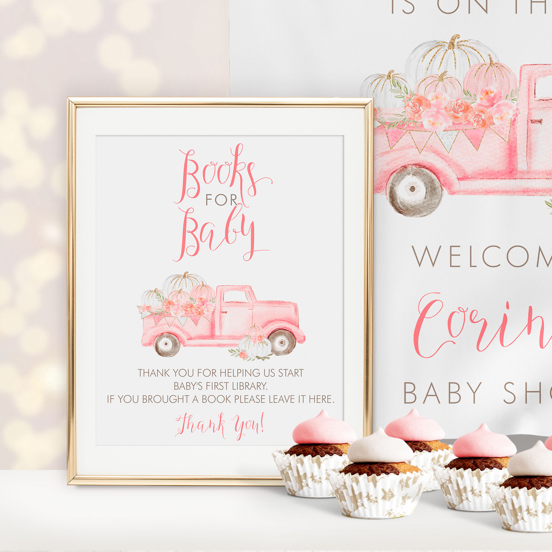 Pink Pumpkin Truck Books for Baby Signs design preview