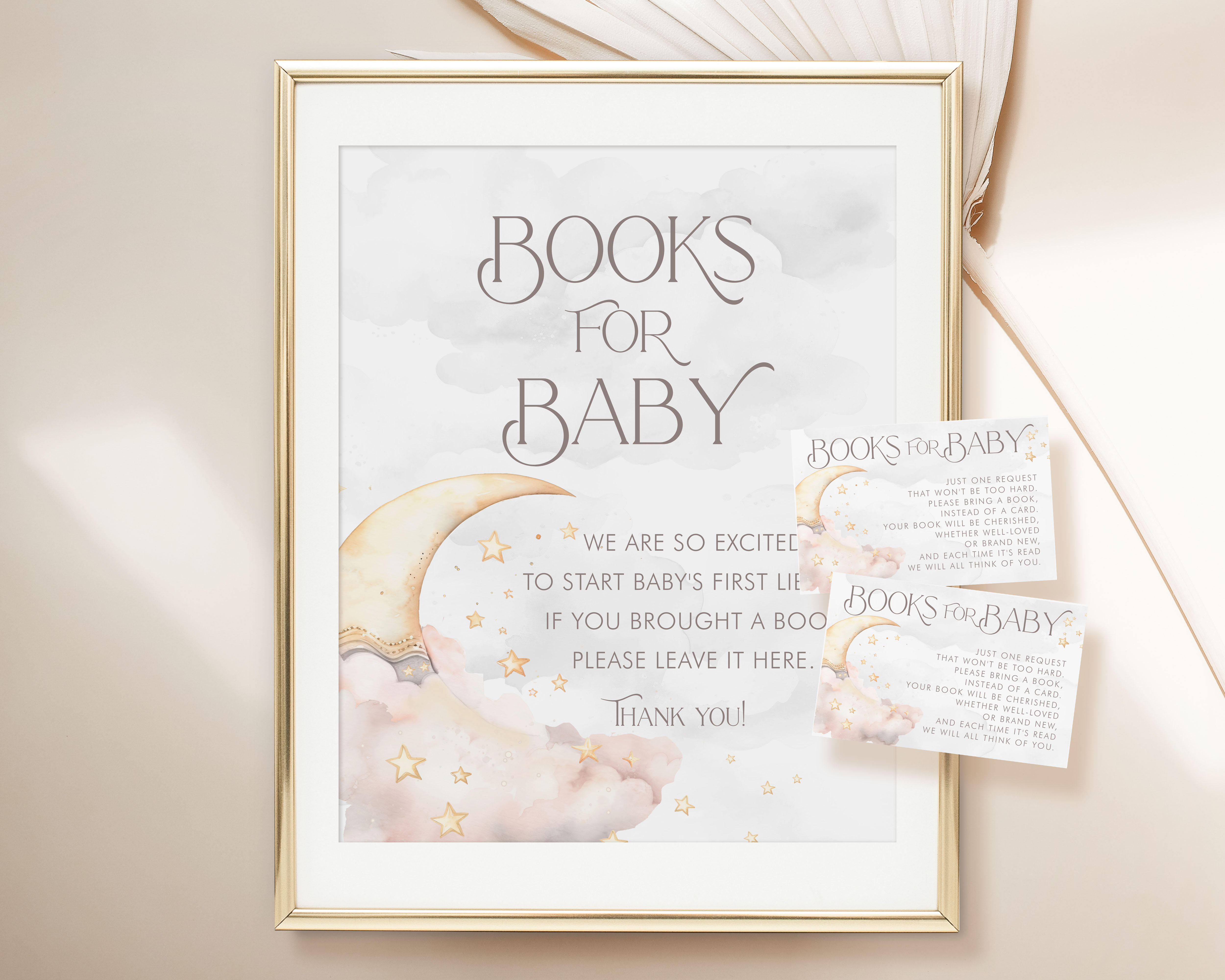 Over the Moon Books for Baby Sign & Card- Pink design preview