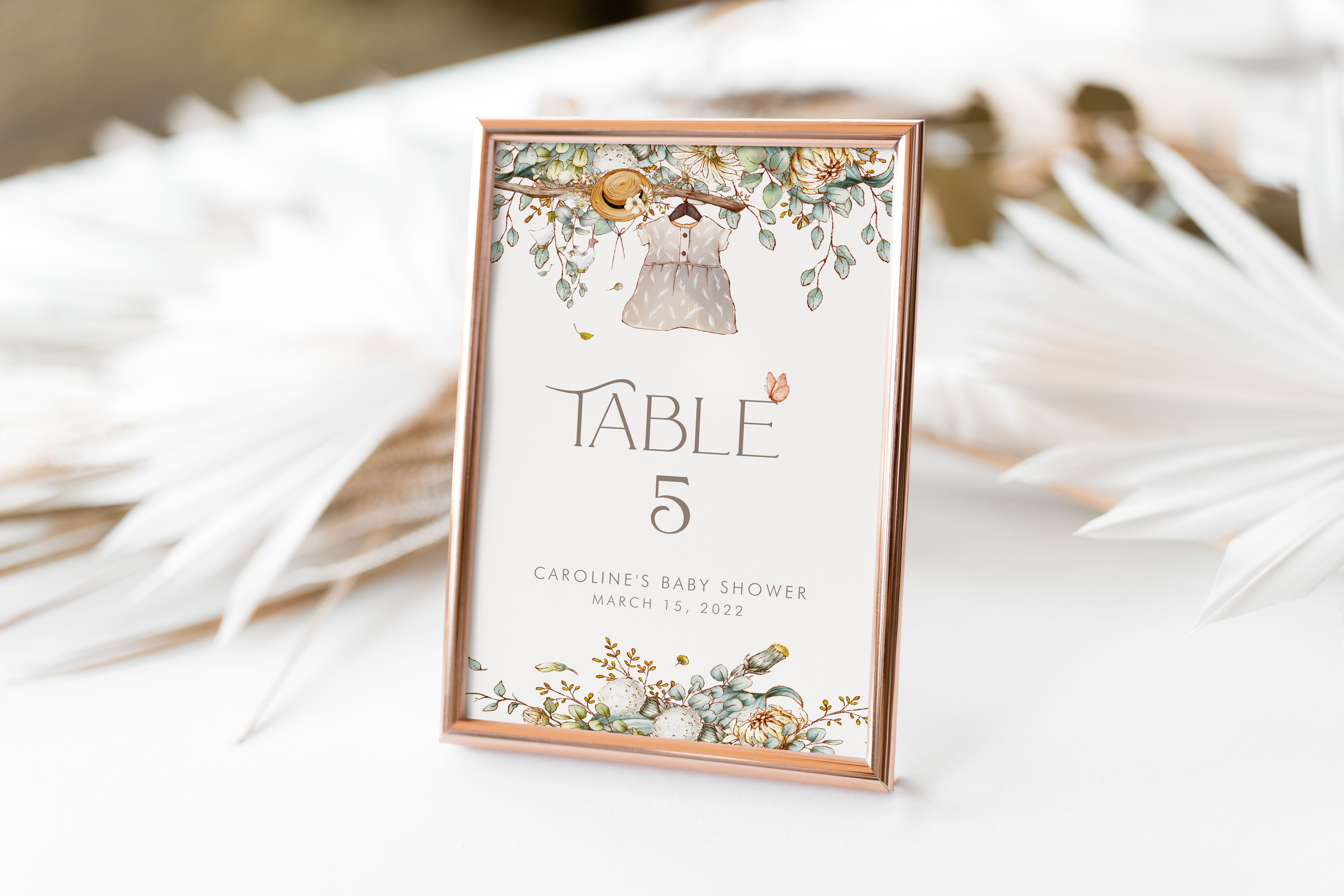 Storybook Table Number Card- Baby Girl design preview