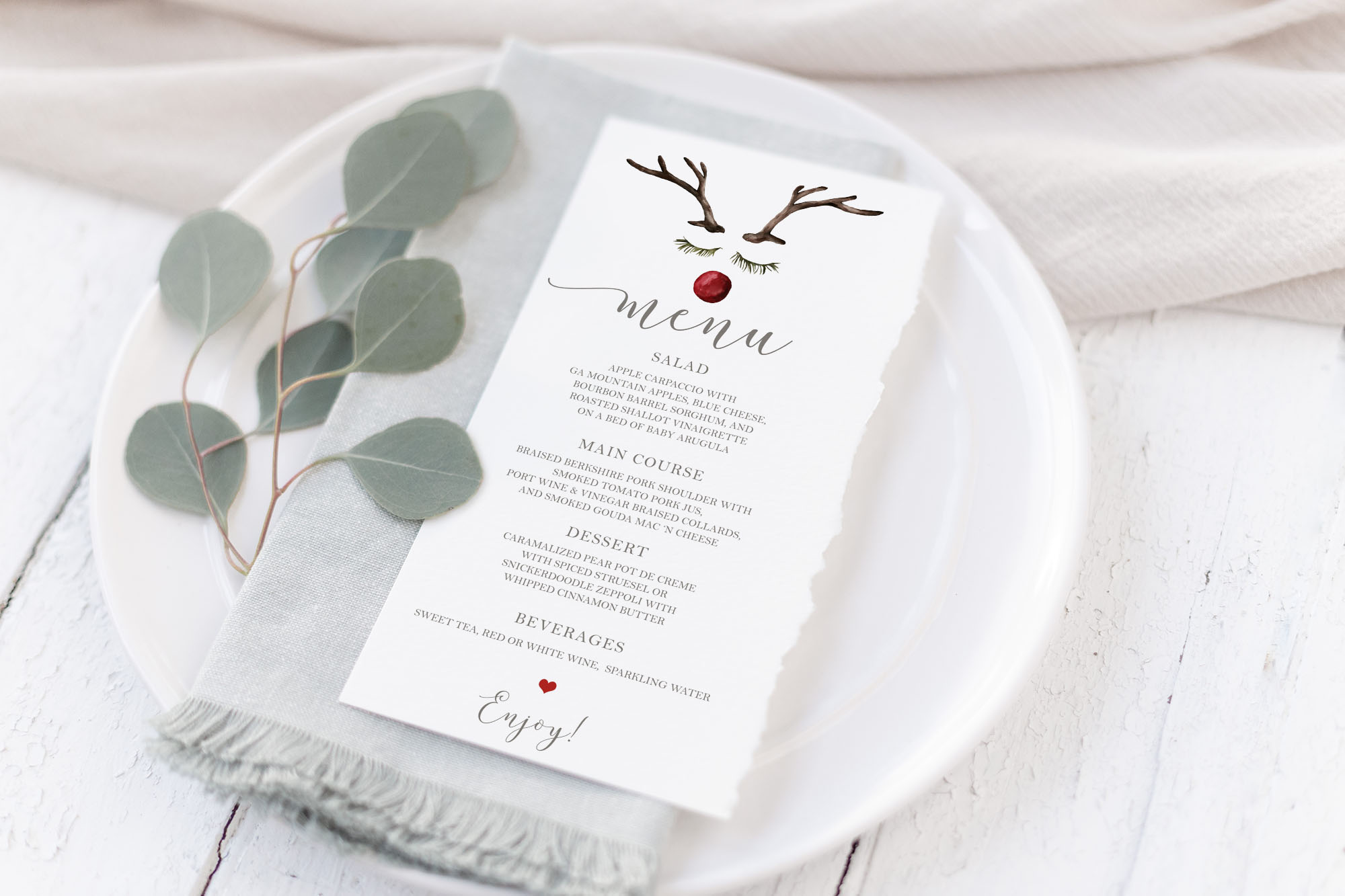 Rudolph Menu Card design preview