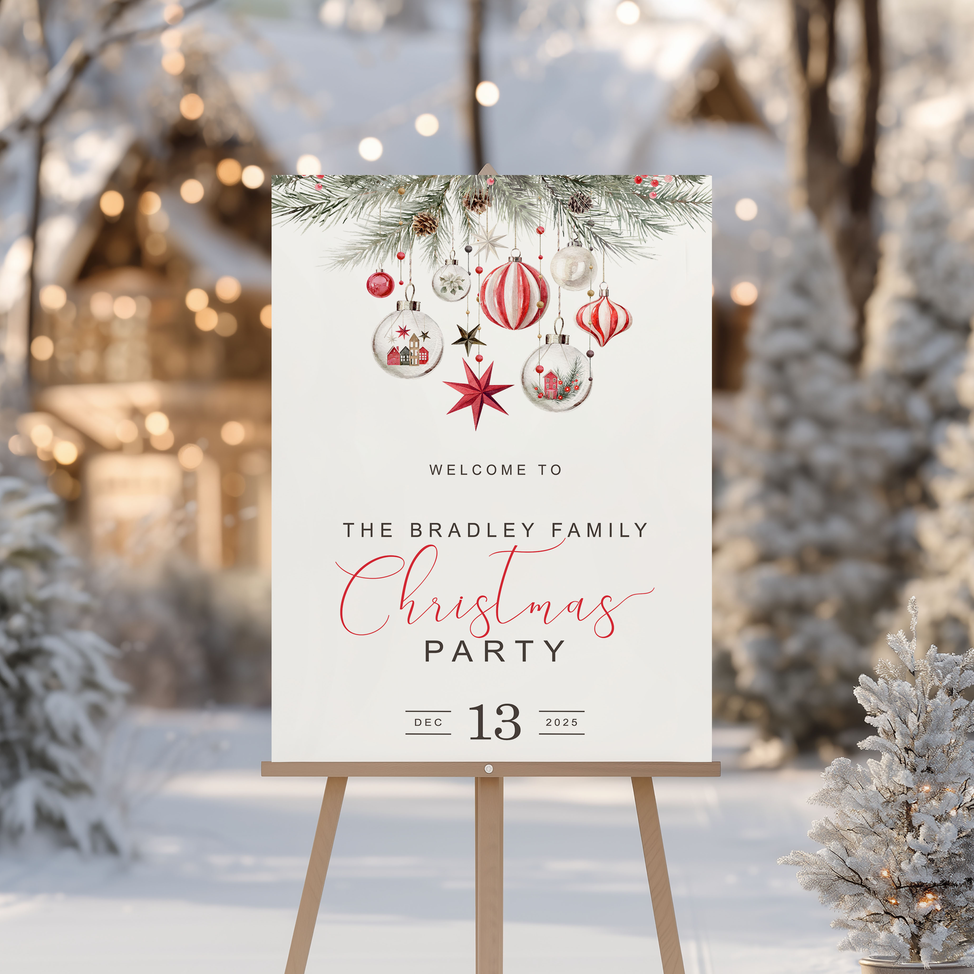 Red Ornaments Christmas Welcome Signs design preview