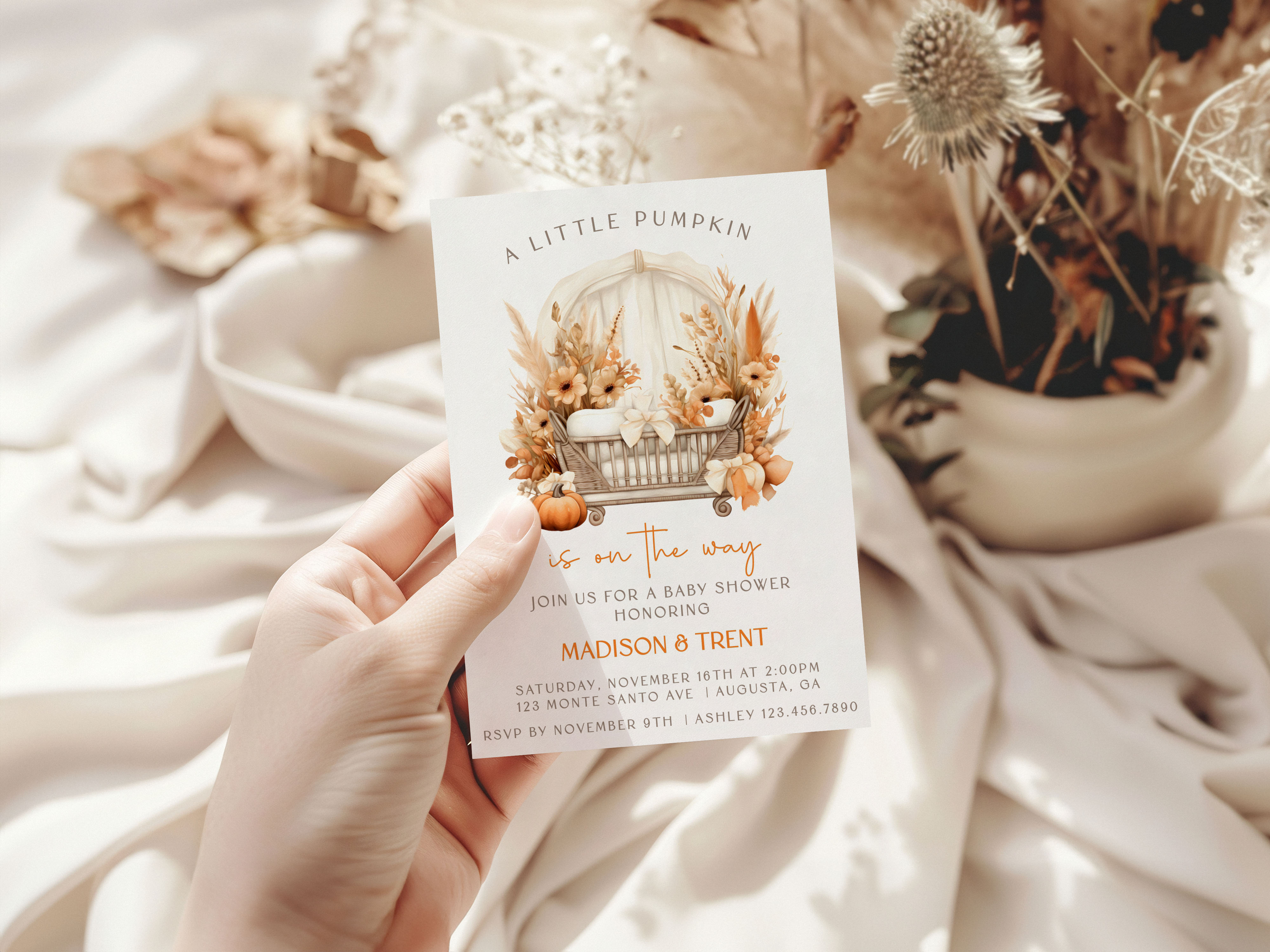 Little Pumpkin Cradle Invitation design preview