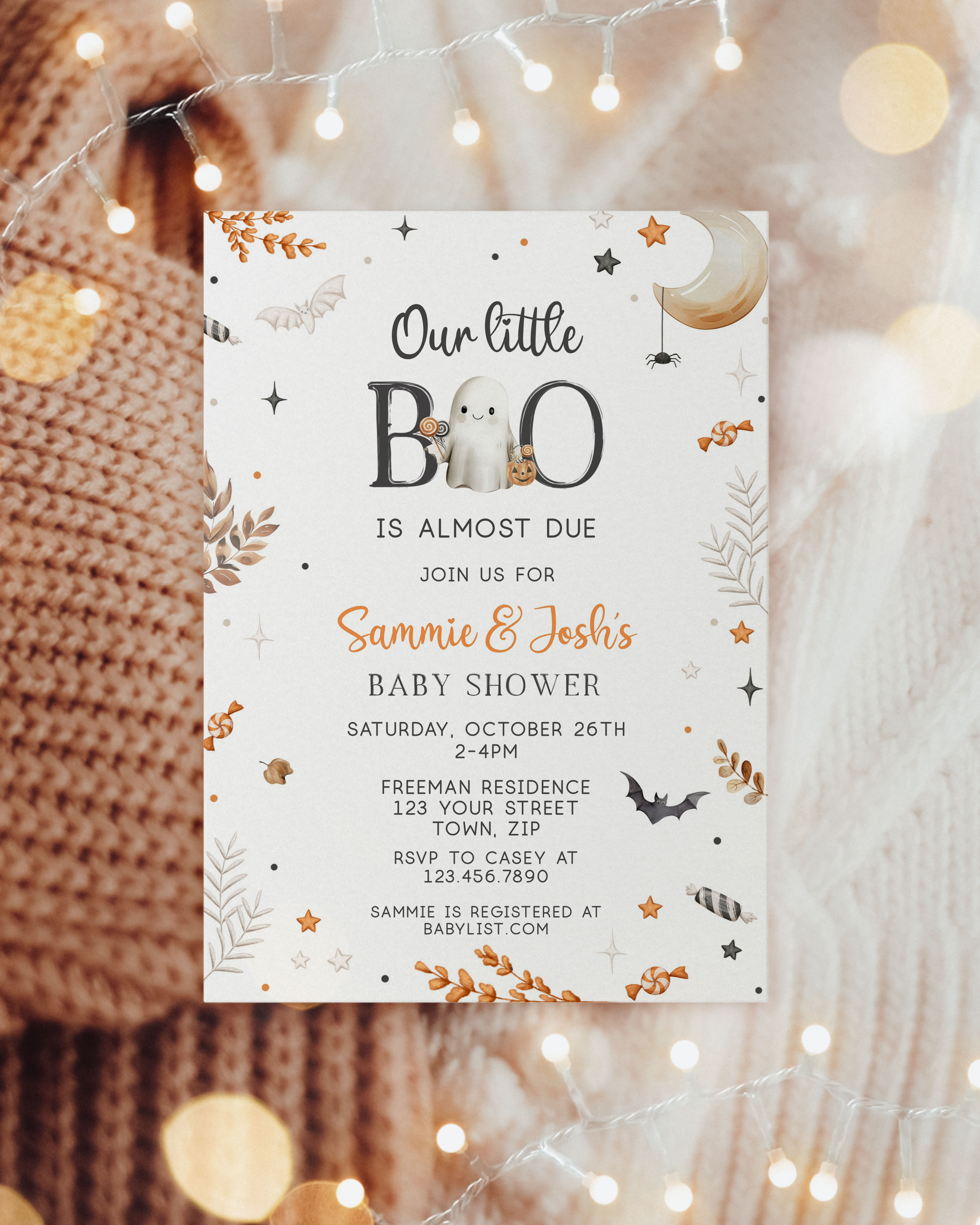 Hey There Boo Invitation- Baby Shower design preview