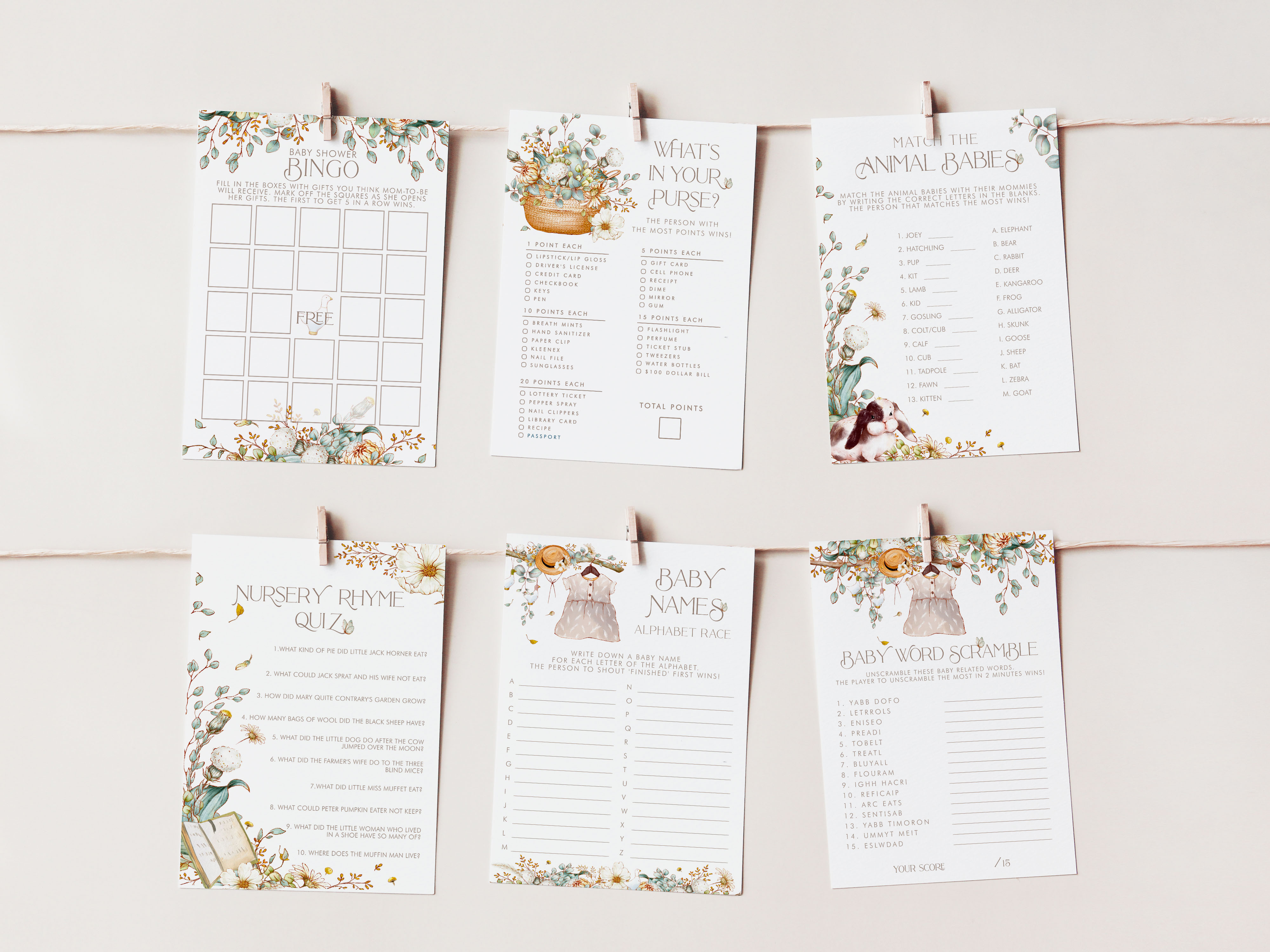 Vintage Baby Shower Games- Baby Girl design preview