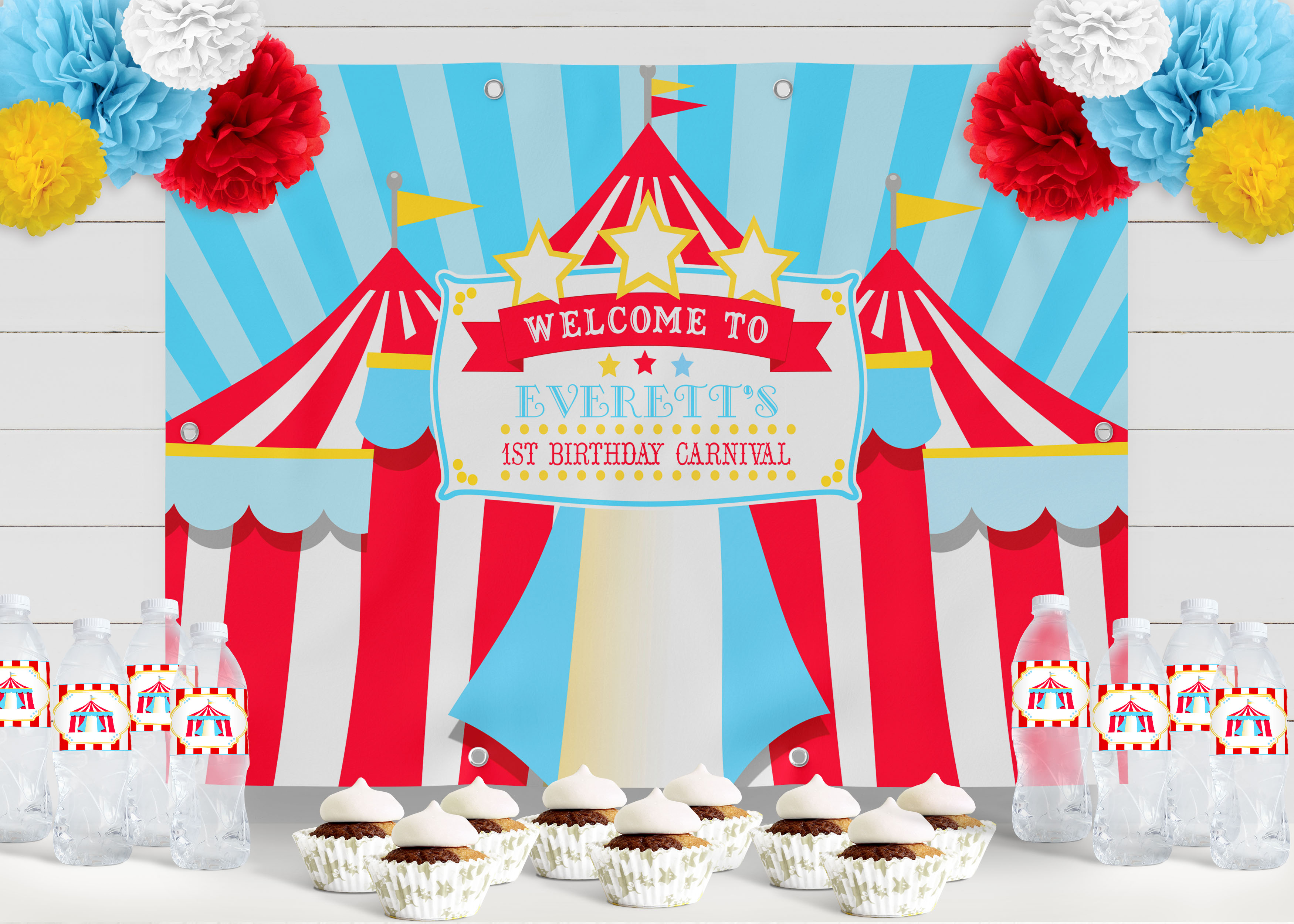 Bright Red Circus Backdrop design preview