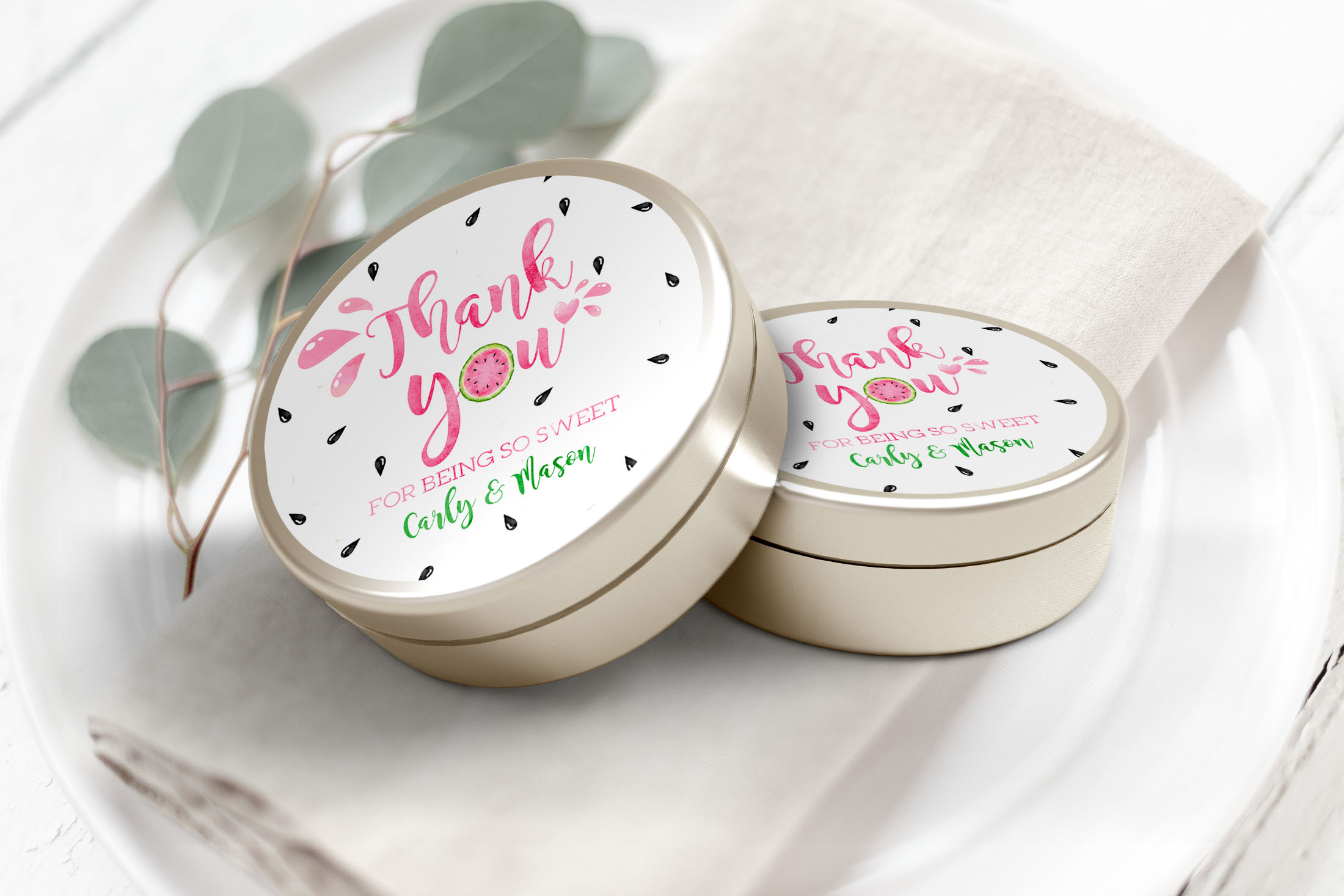 Watermelon Thank You Round Label/Tag- 3" Inch design preview