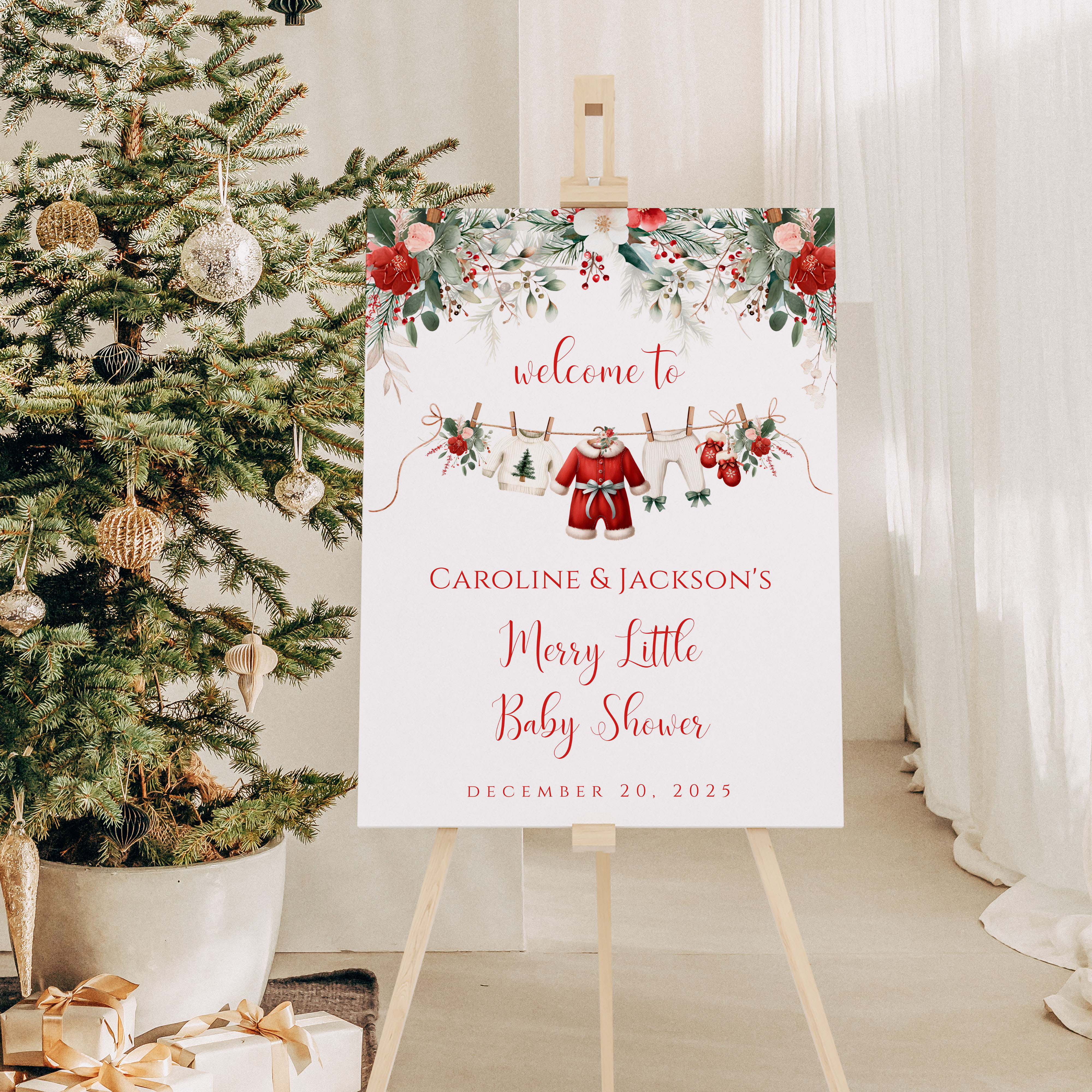 Merry Little Baby Shower Welcome Signs design preview