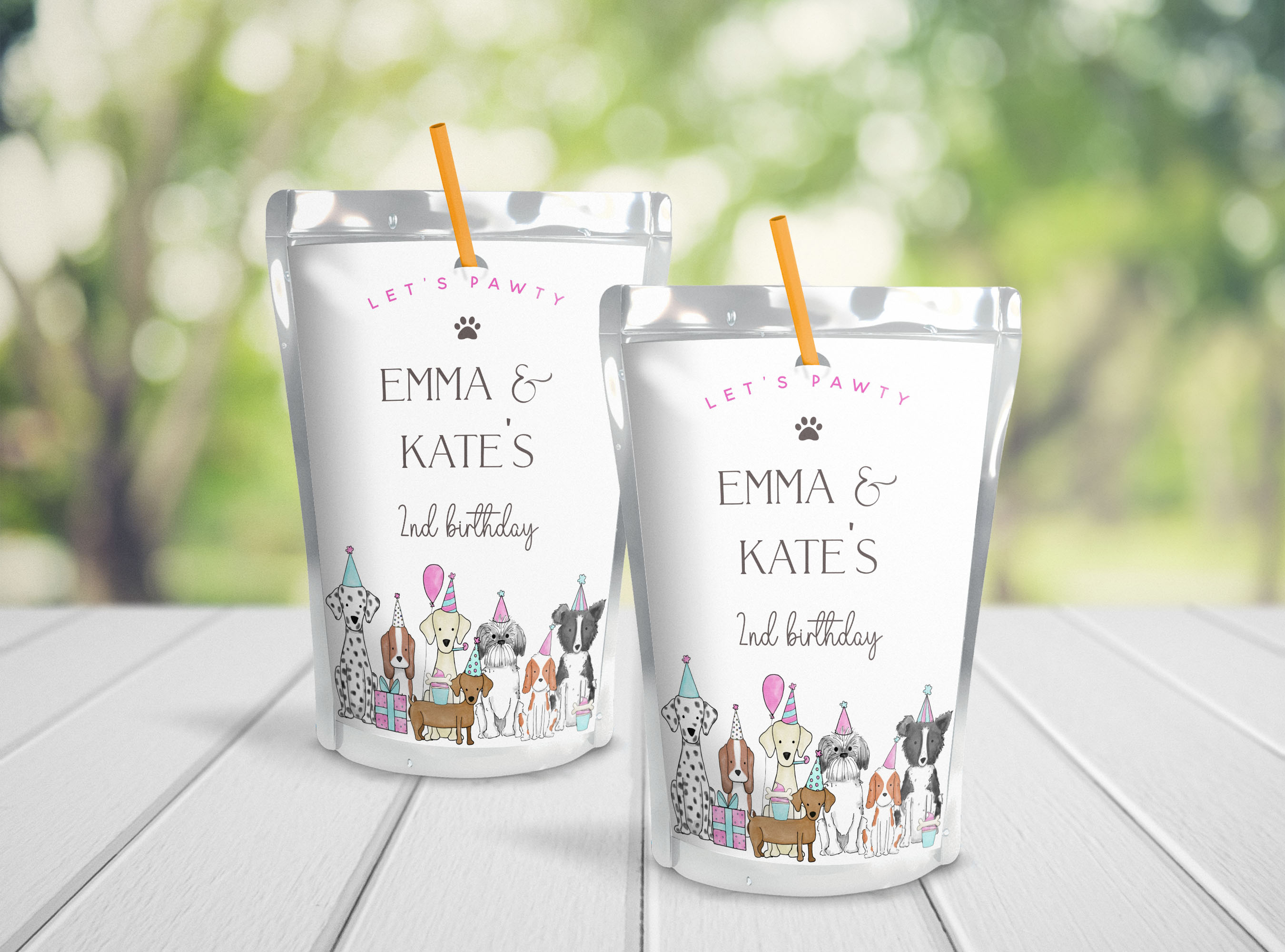 Let's Pawty CapriSun Label- Pink design preview