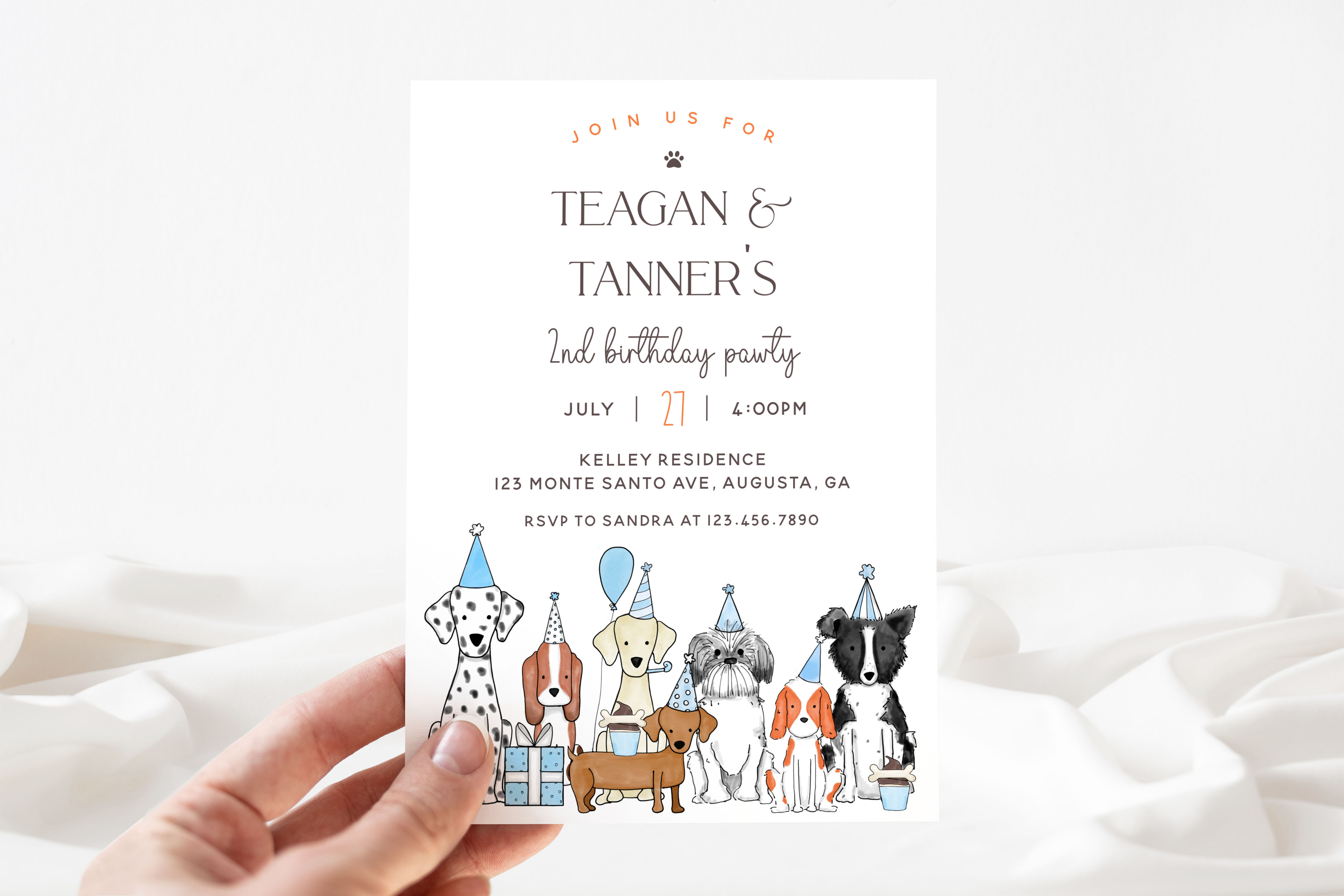 Let's Pawty Invitation- Blue design preview
