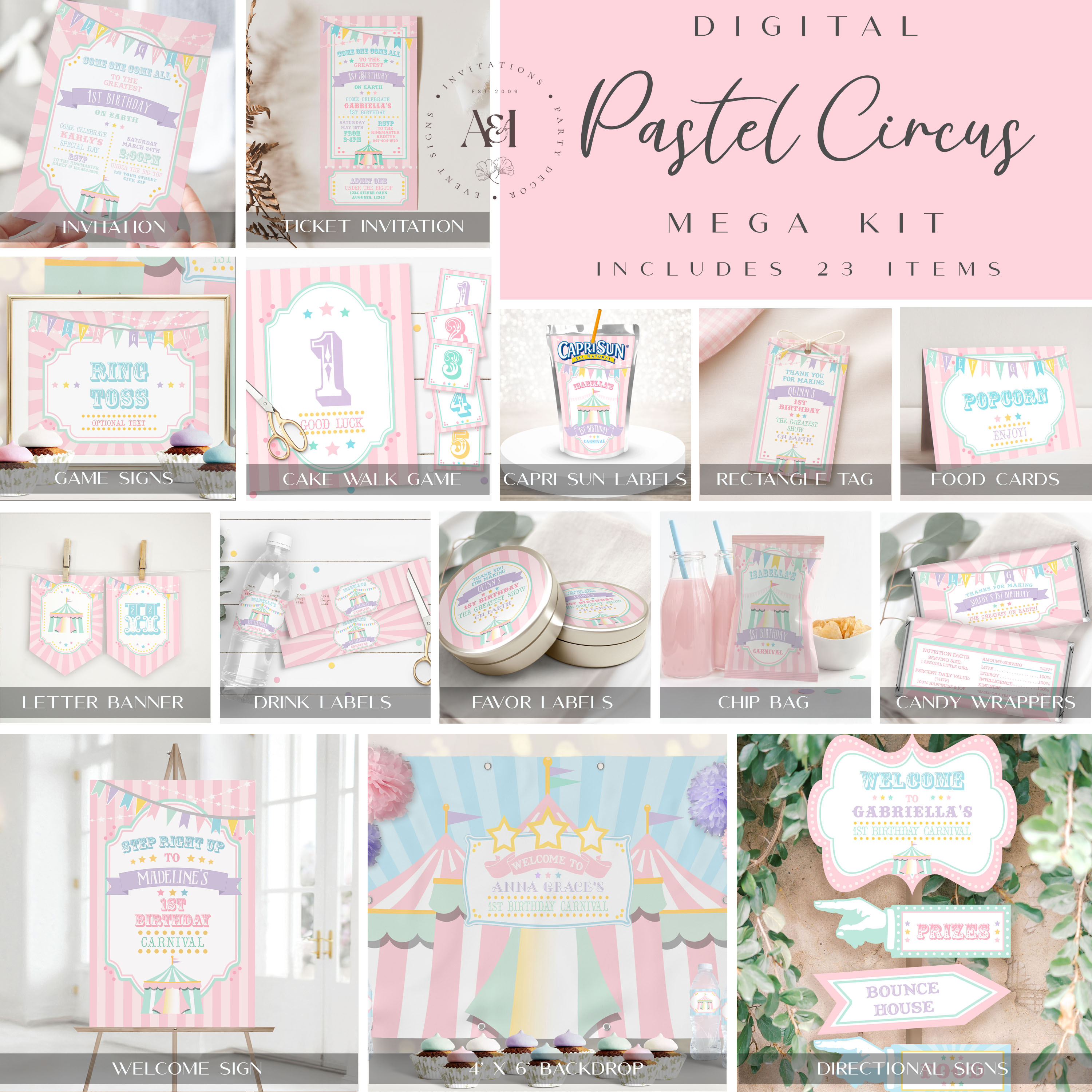 Pastel Circus Mega Kit design preview