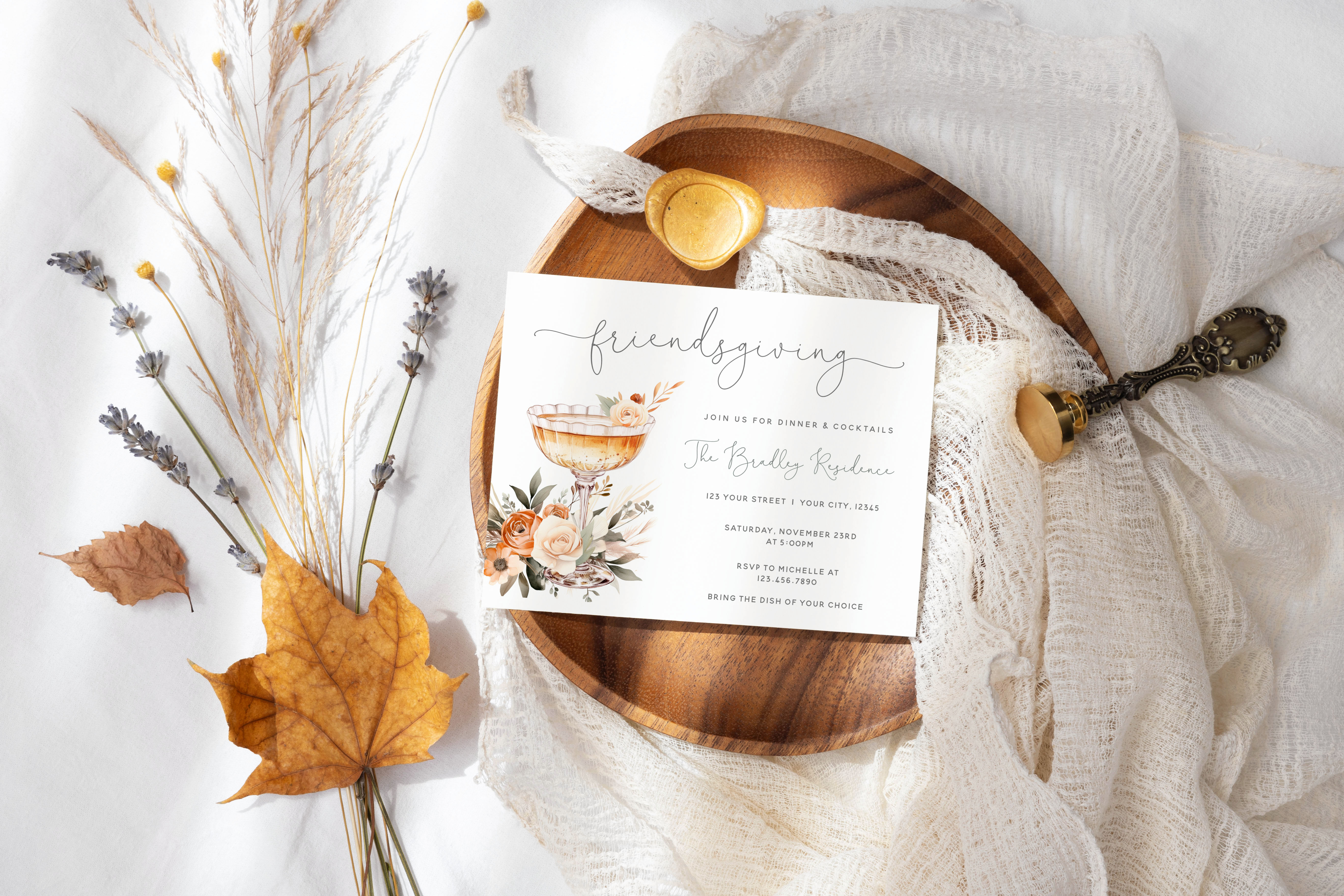 Fall Cocktail Invitation- Horizontal- Friendsgiving design preview