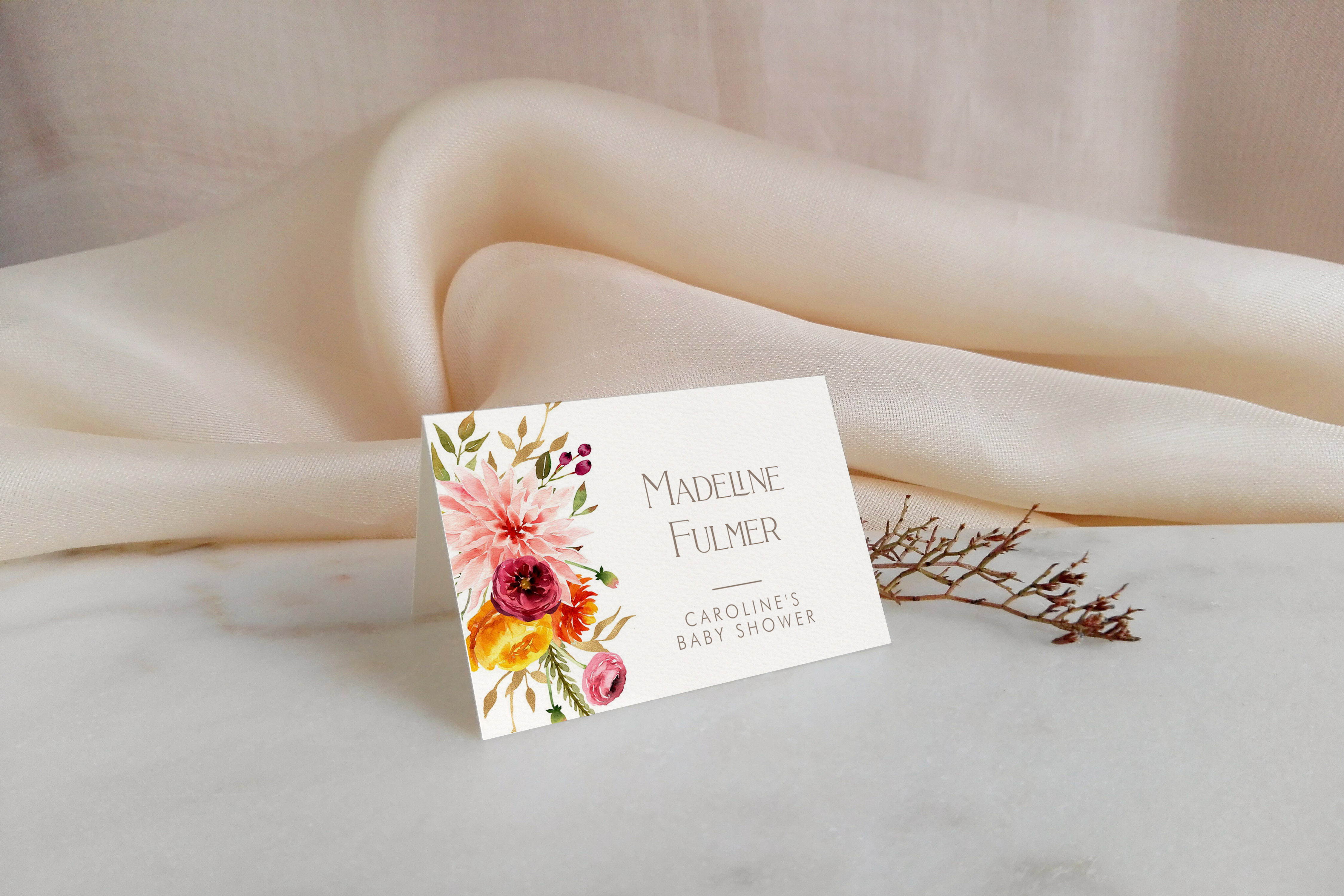 Fall Floral Name/Place Cards design preview